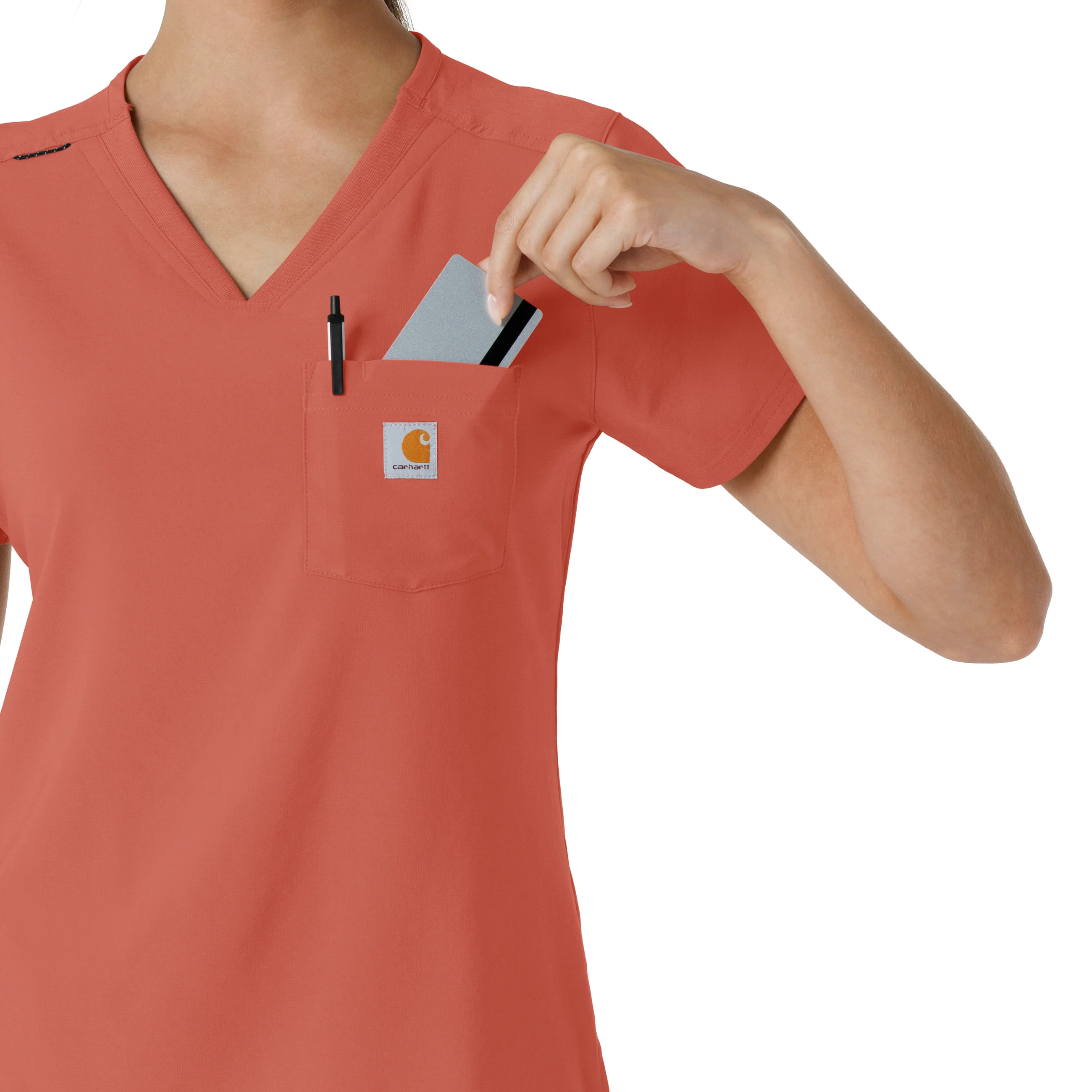 Carhartt Force Cross-Flex Women's Tuck-In Scrub Top - Dusty Cedar - Image 8