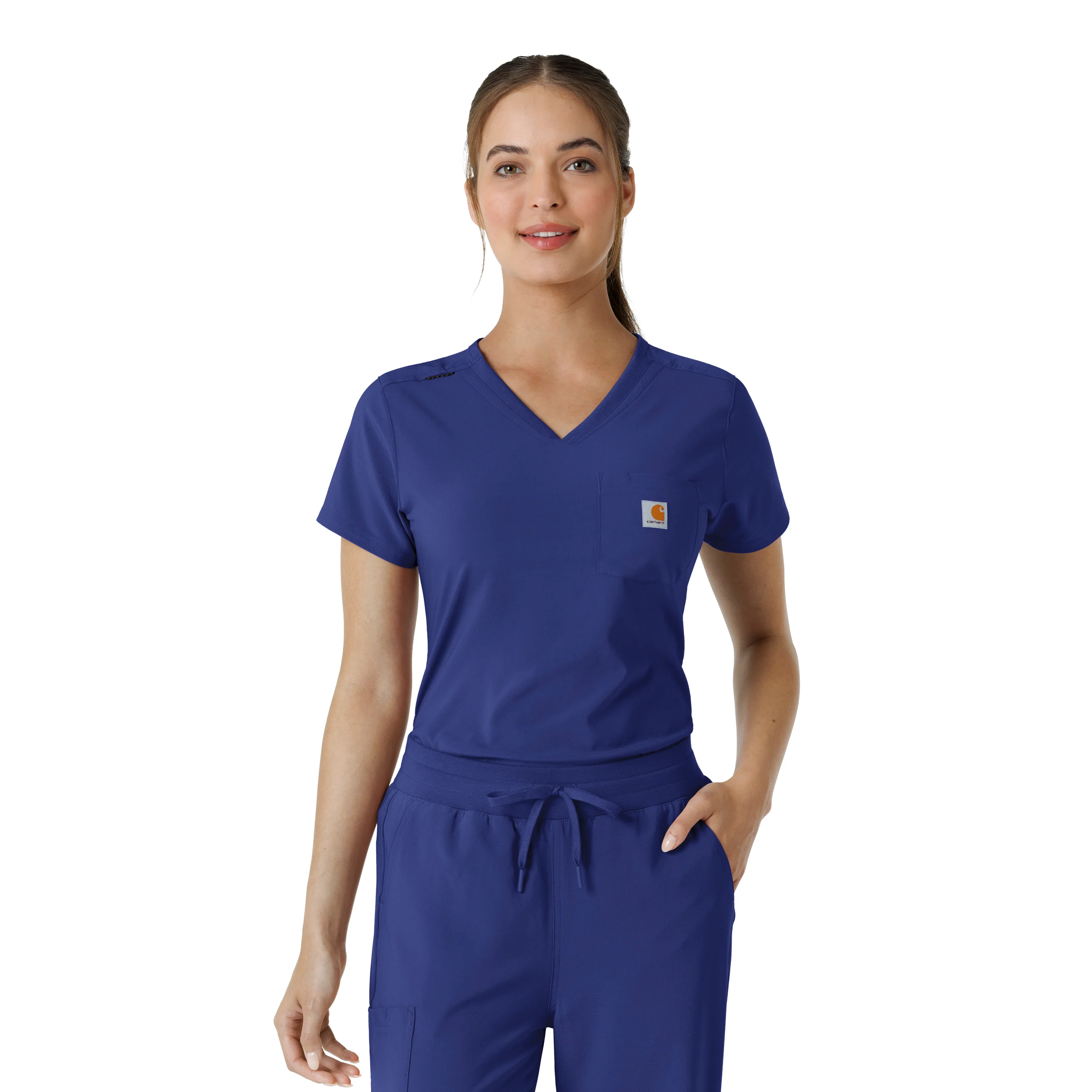 Carhartt Force Cross-Flex Women's Tuck-In Scrub Top - Galaxy Blue - Image 10