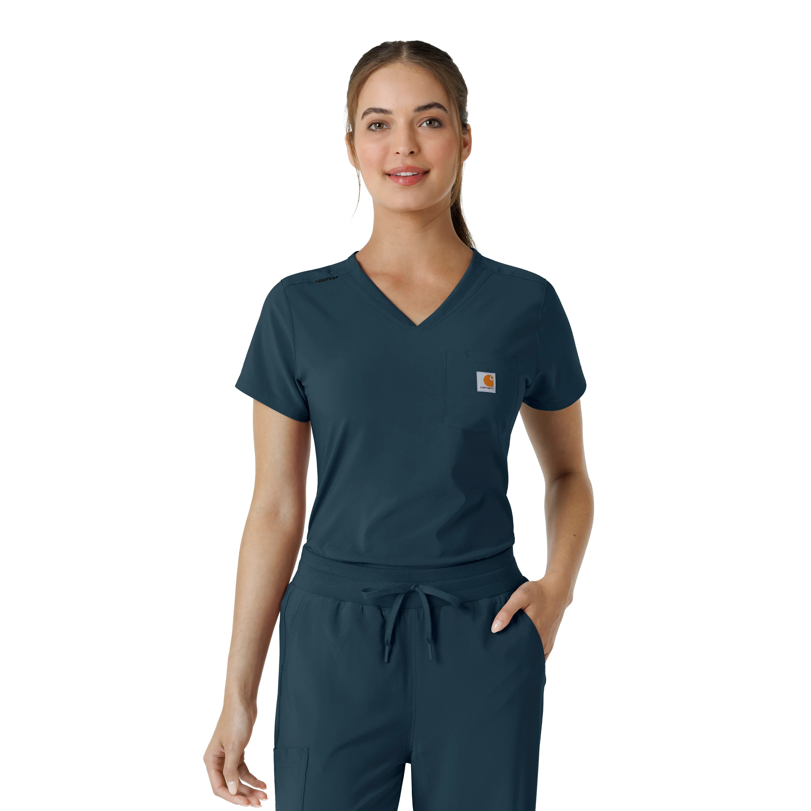Carhartt Force Cross-Flex Women's Tuck-In Scrub Top - Deep Navy - Image 10