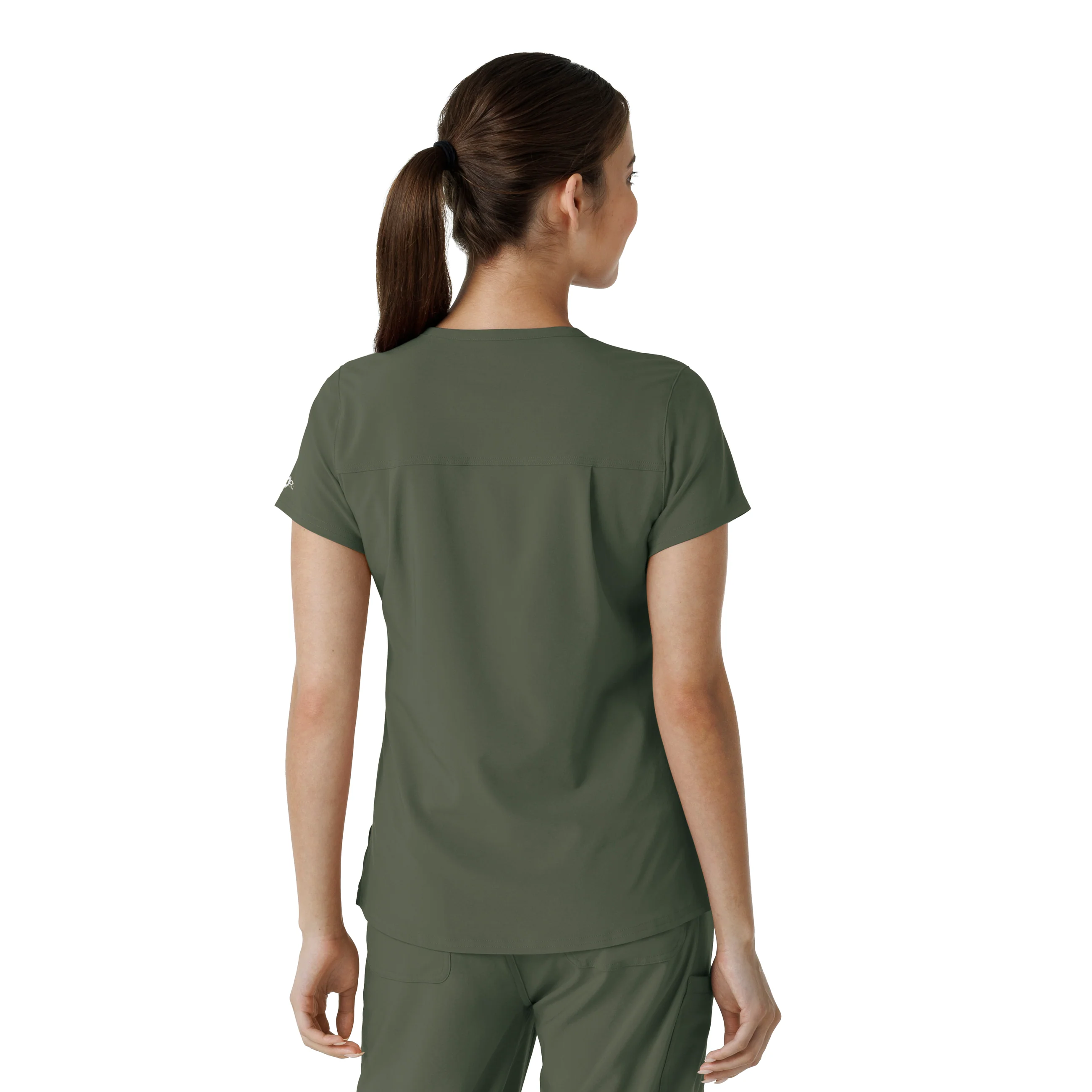 Carhartt Force Cross-Flex Women's Tuck-In Scrub Top - Olive - Image 2