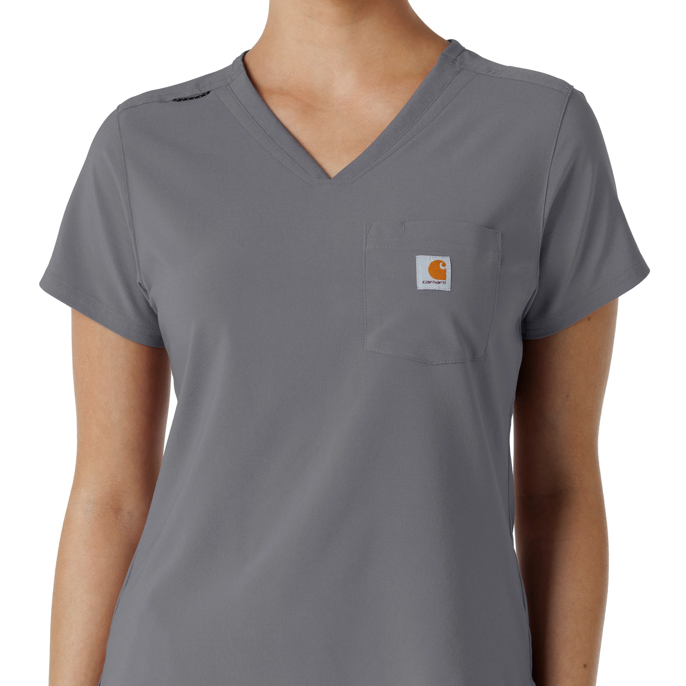 Carhartt Force Cross-Flex Women's Tuck-In Scrub Top - Pewter - Image 5
