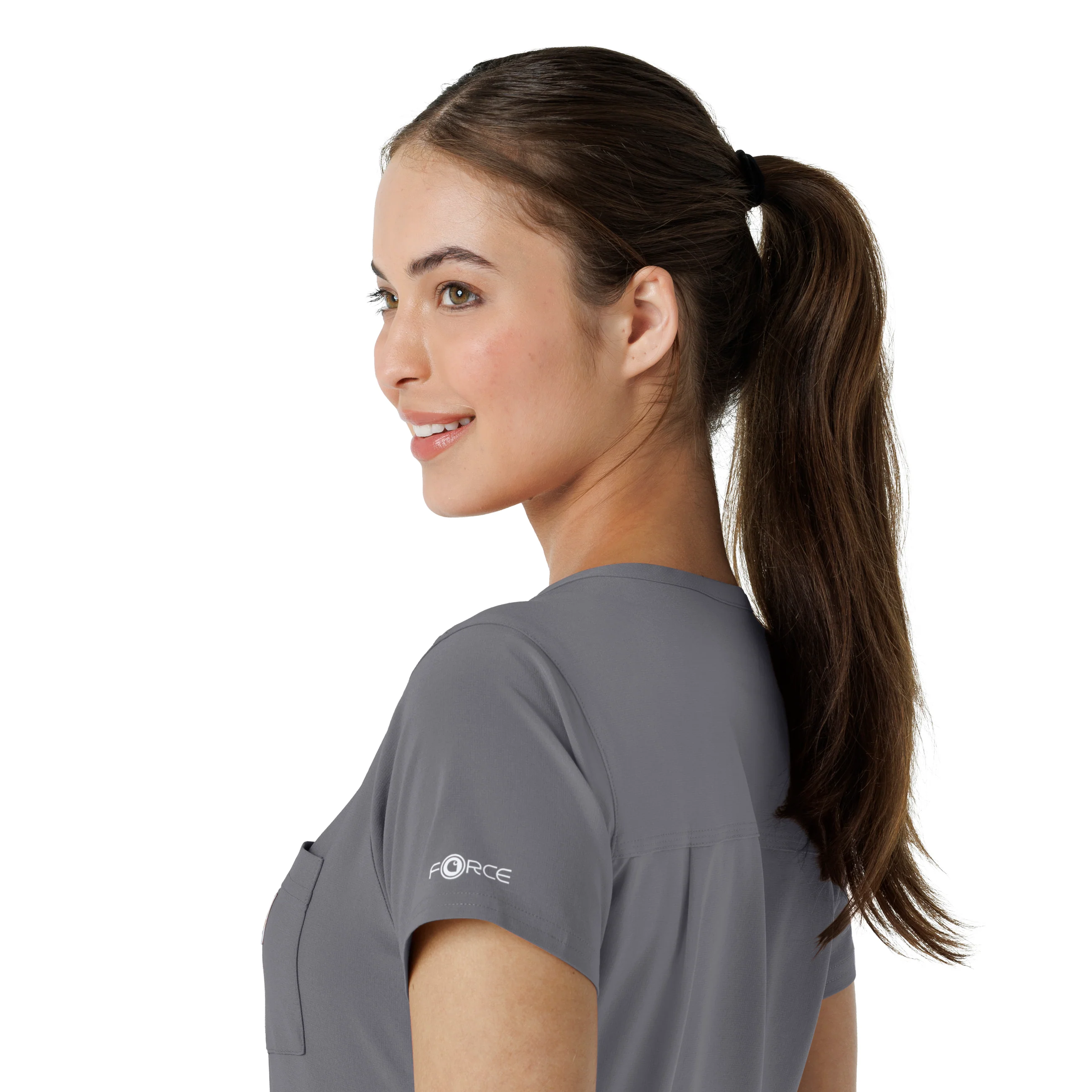 Carhartt Force Cross-Flex Women's Tuck-In Scrub Top - Pewter - Image 9