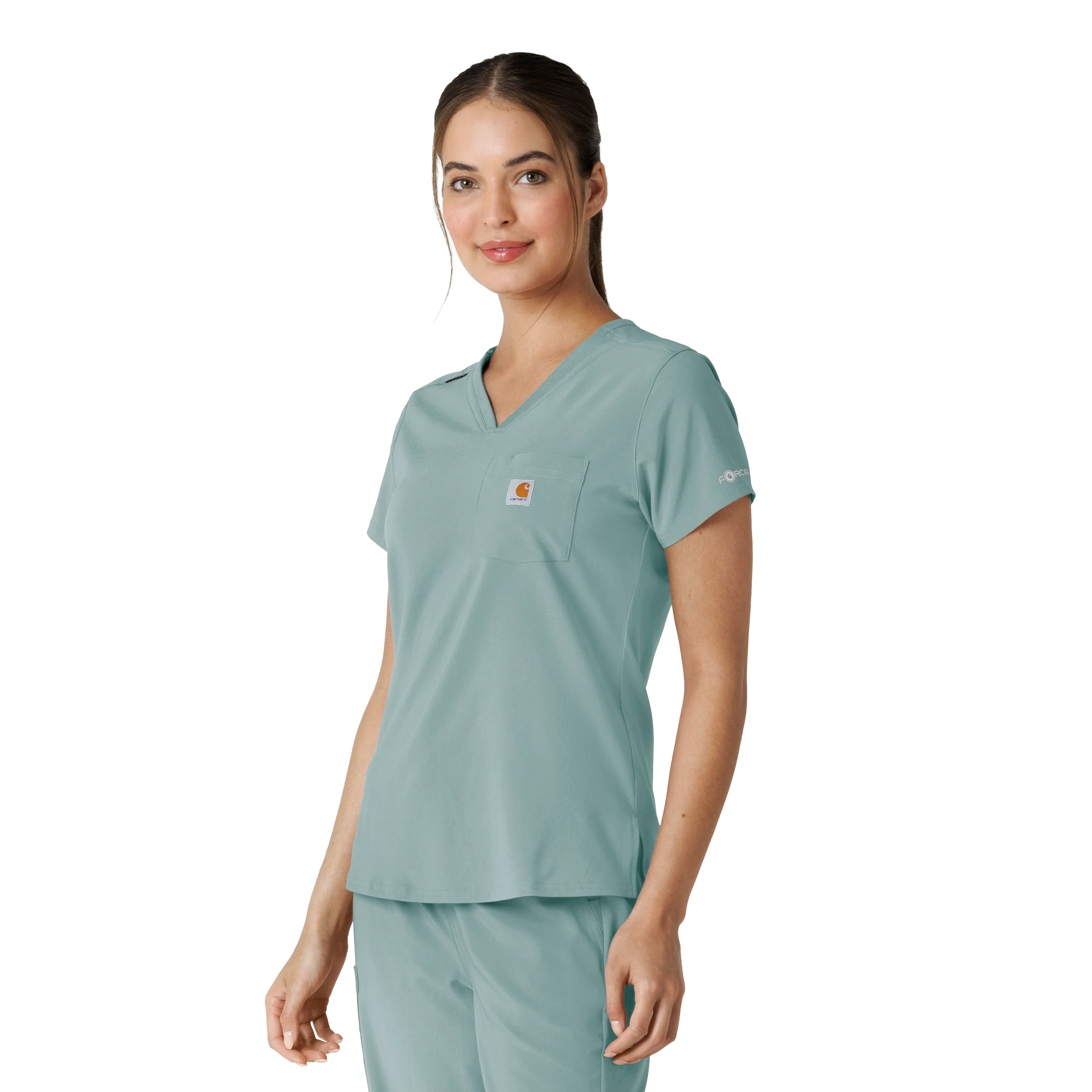 Carhartt Force Cross-Flex Women's Tuck-In Scrub Top - Summer Blue - Image 4