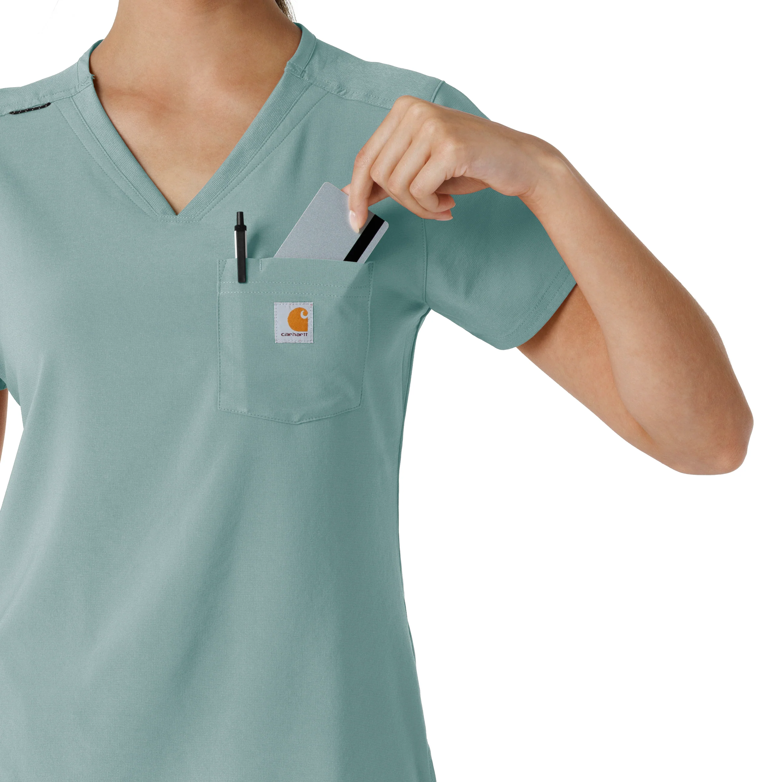 Carhartt Force Cross-Flex Women's Tuck-In Scrub Top - Summer Blue - Image 8