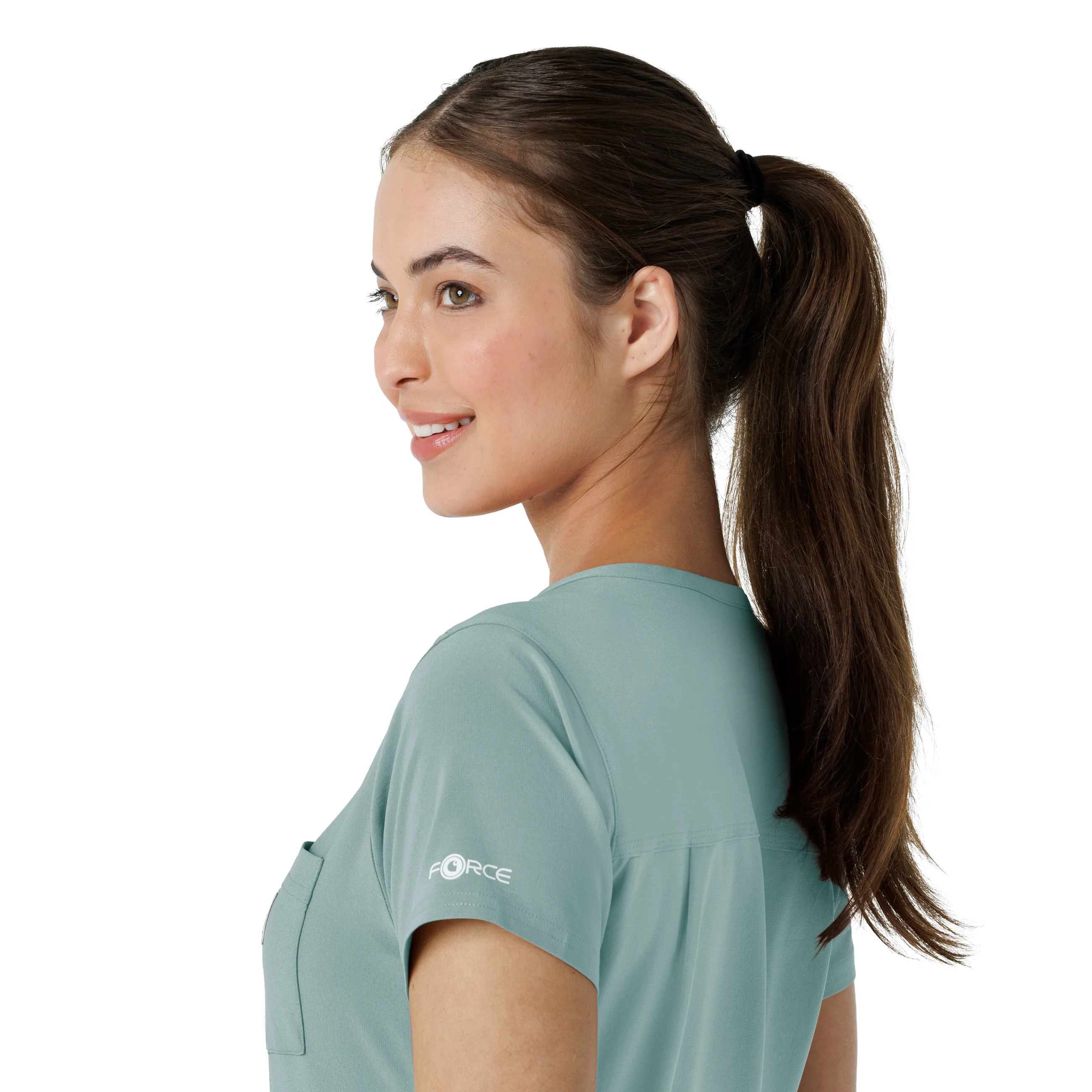 Carhartt Force Cross-Flex Women's Tuck-In Scrub Top - Summer Blue - Image 9