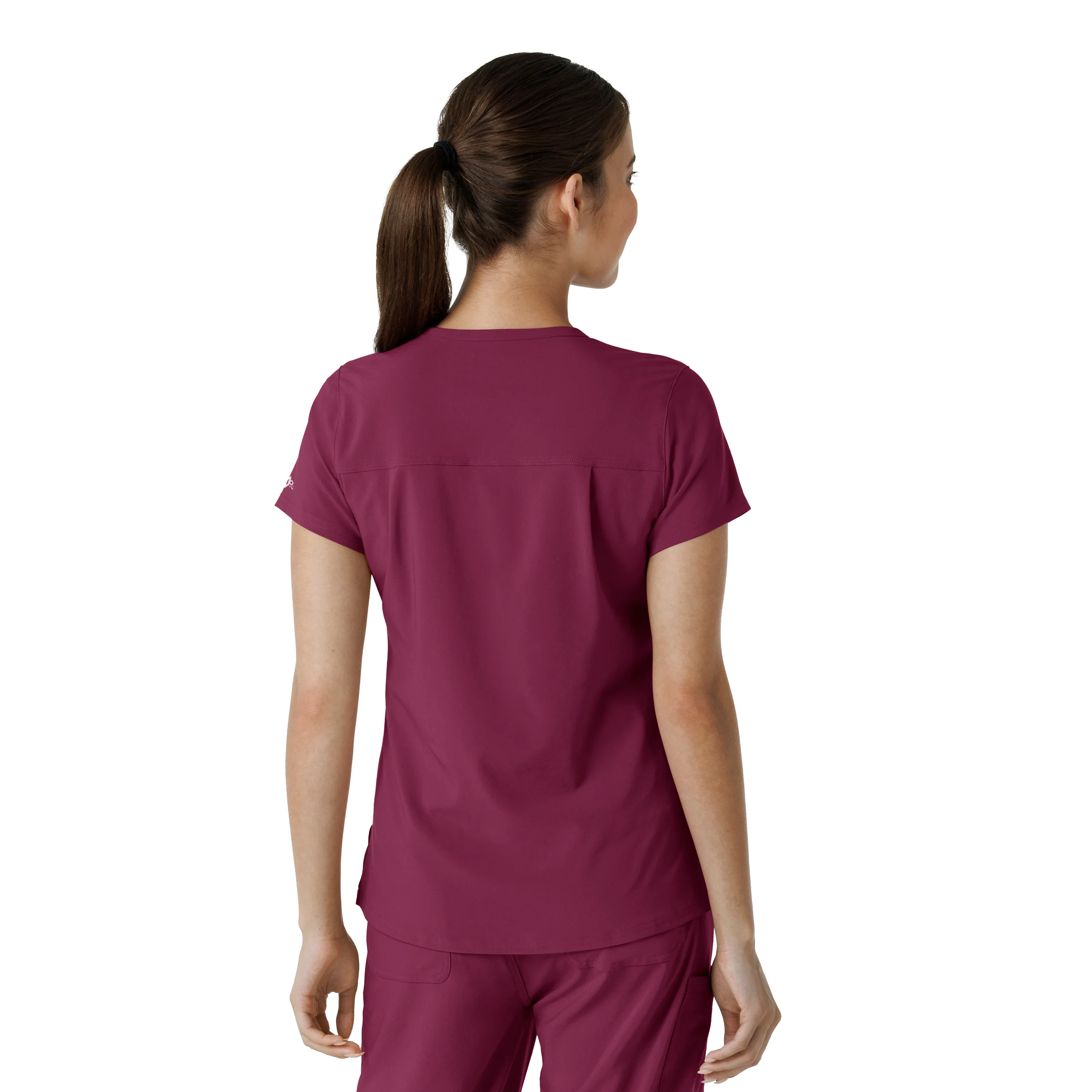 Carhartt Force Cross-Flex Women's Tuck-In Scrub Top - Wine - Image 2