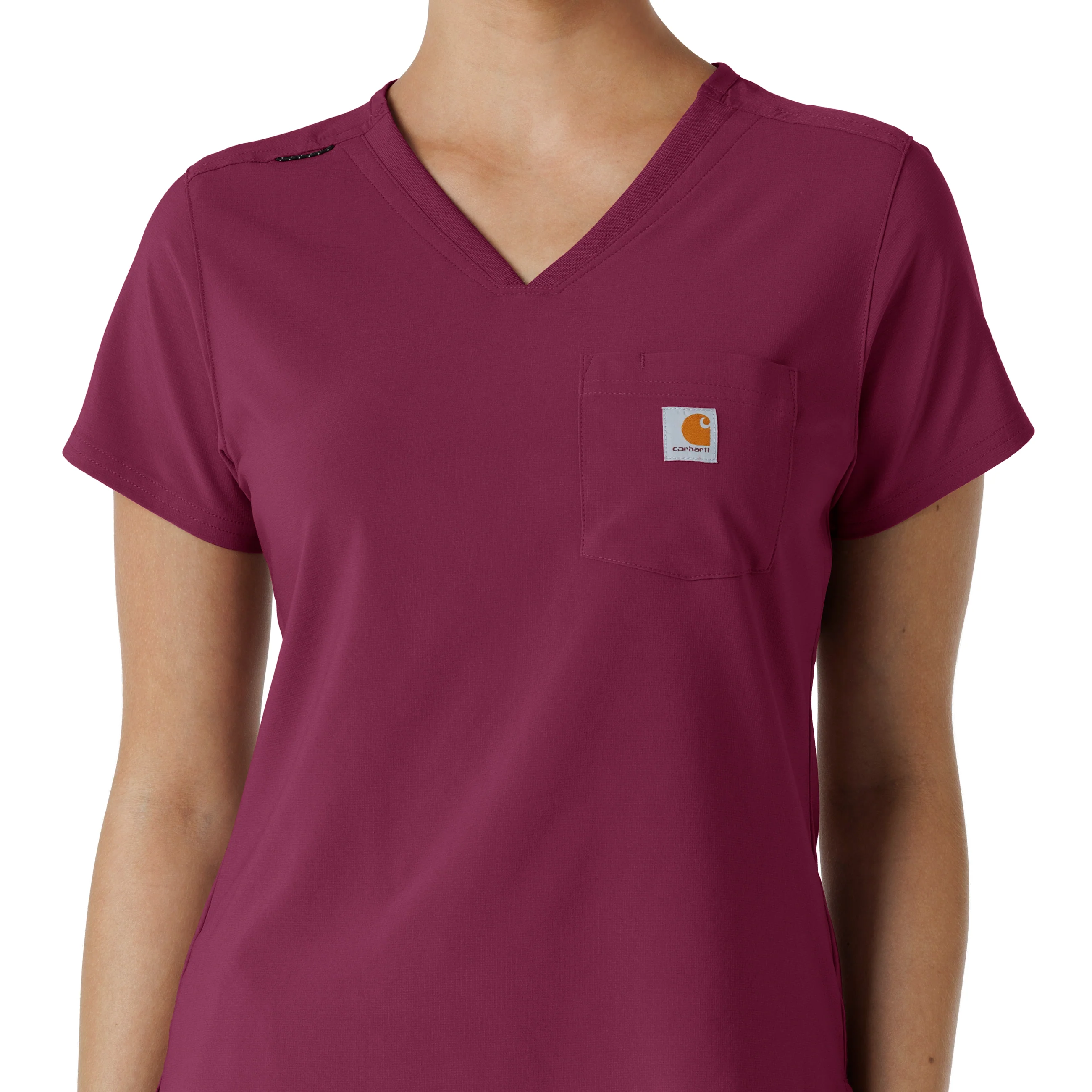 Carhartt Force Cross-Flex Women's Tuck-In Scrub Top - Wine - Image 5