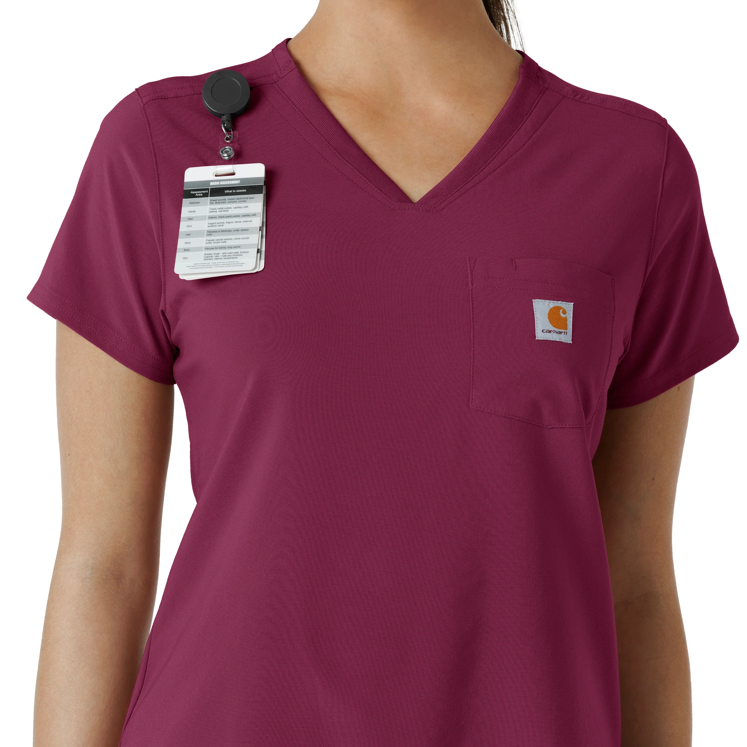 Carhartt Force Cross-Flex Women's Tuck-In Scrub Top - Wine - Image 6