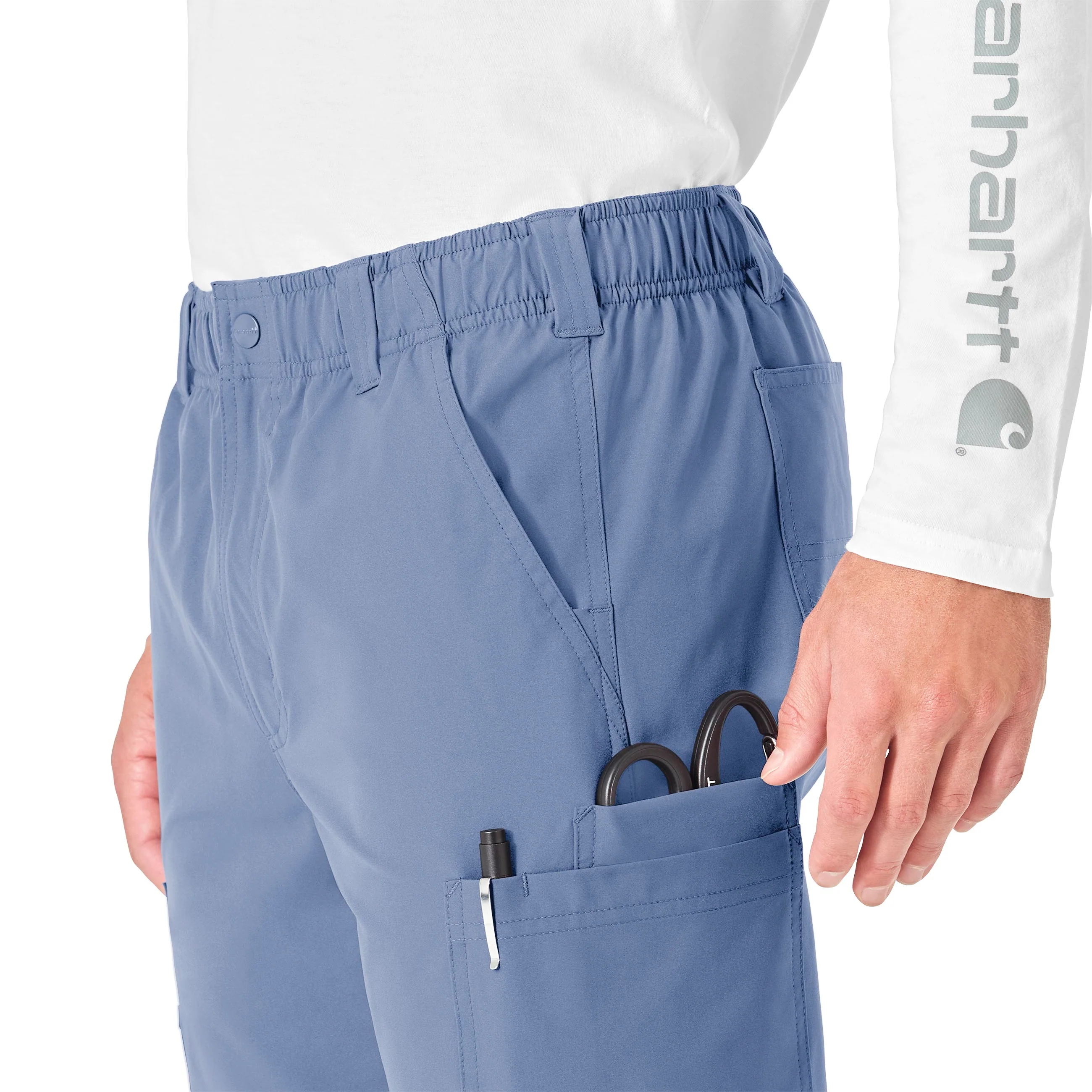 Carhartt Force Essentials Men's Straight Leg Cargo Scrub Pant - Ceil Blue - Image 6