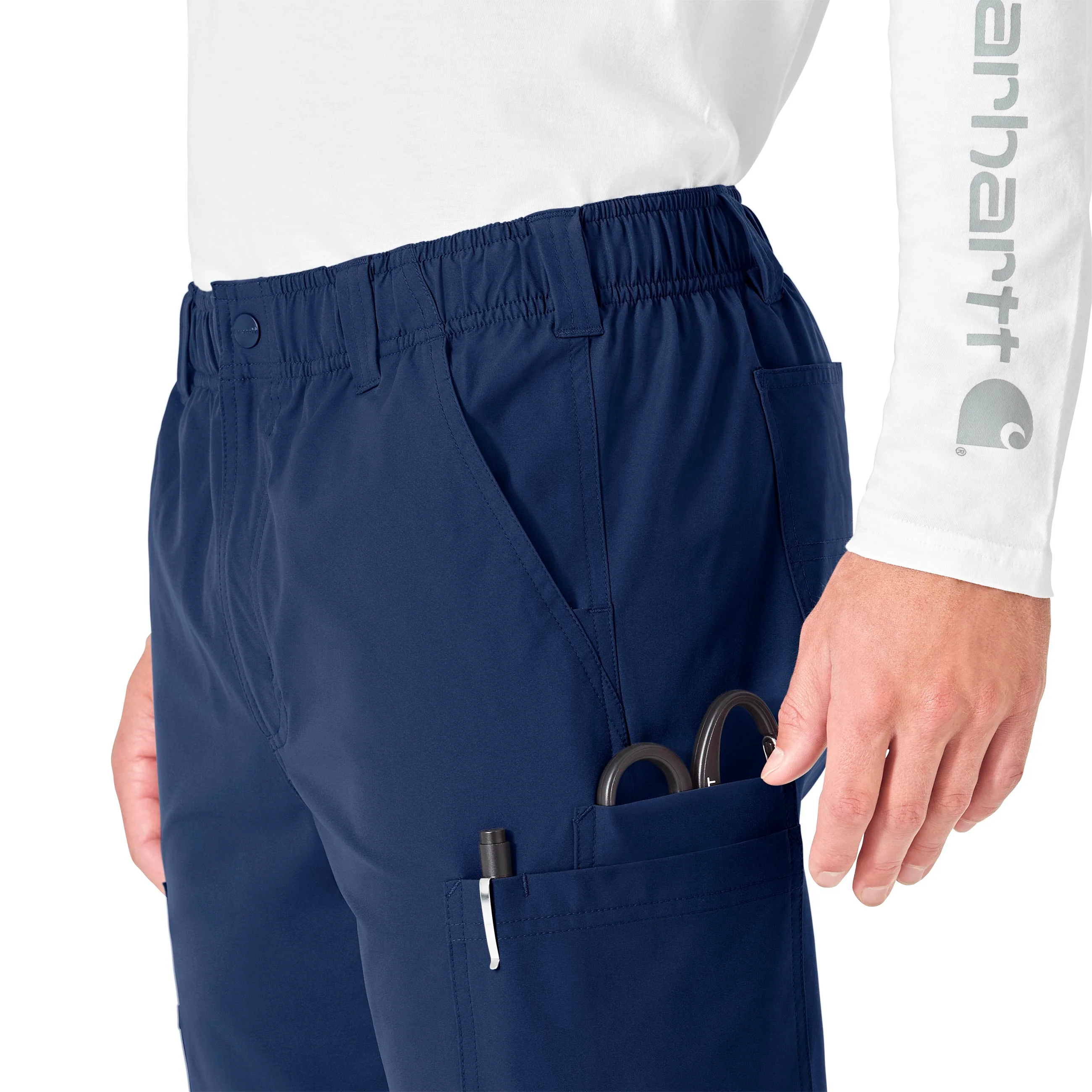 Carhartt Force Essentials Men's Straight Leg Cargo Scrub Pant - Navy - Image 6