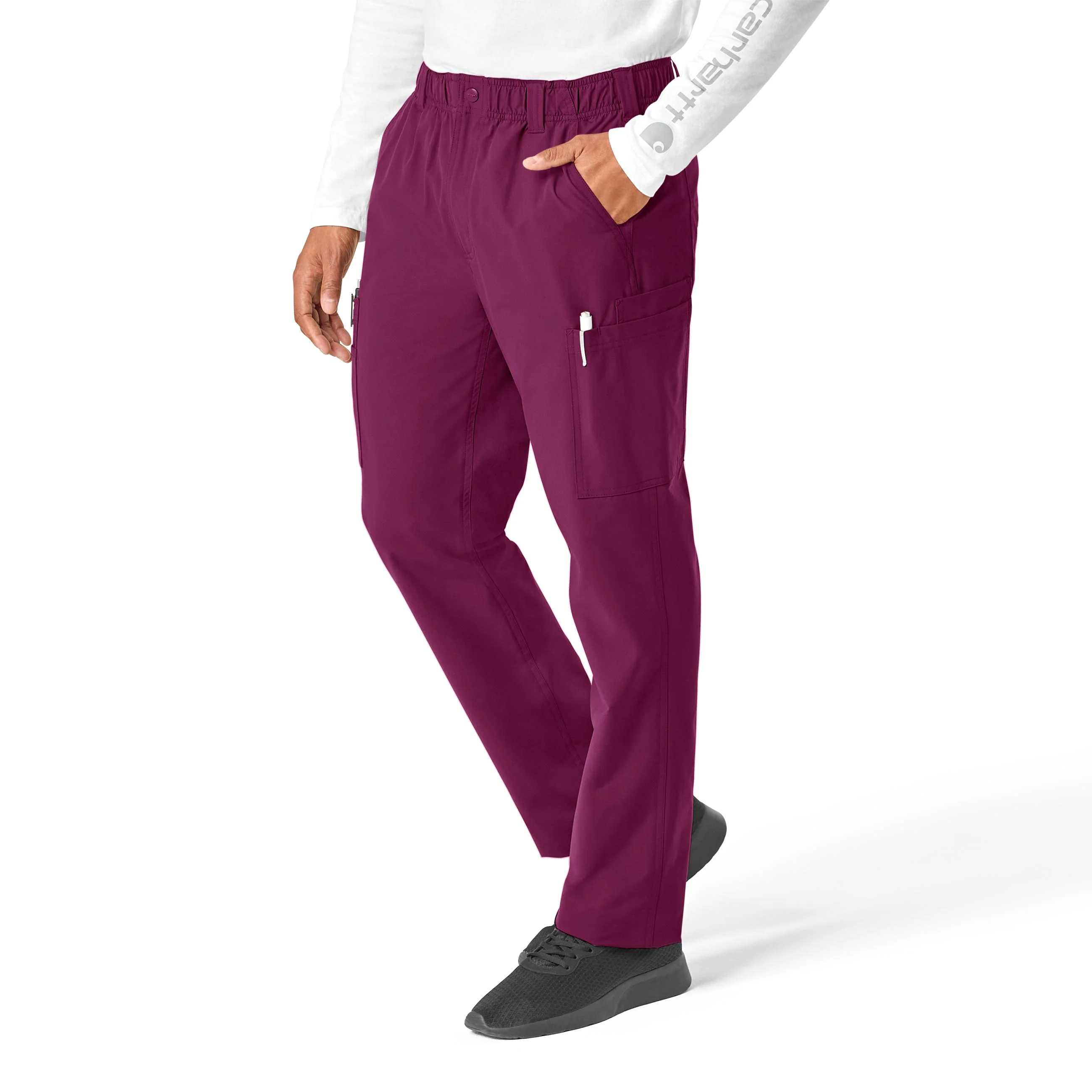 Carhartt Force Essentials Men's Straight Leg Cargo Scrub Pant - Wine - Image 3