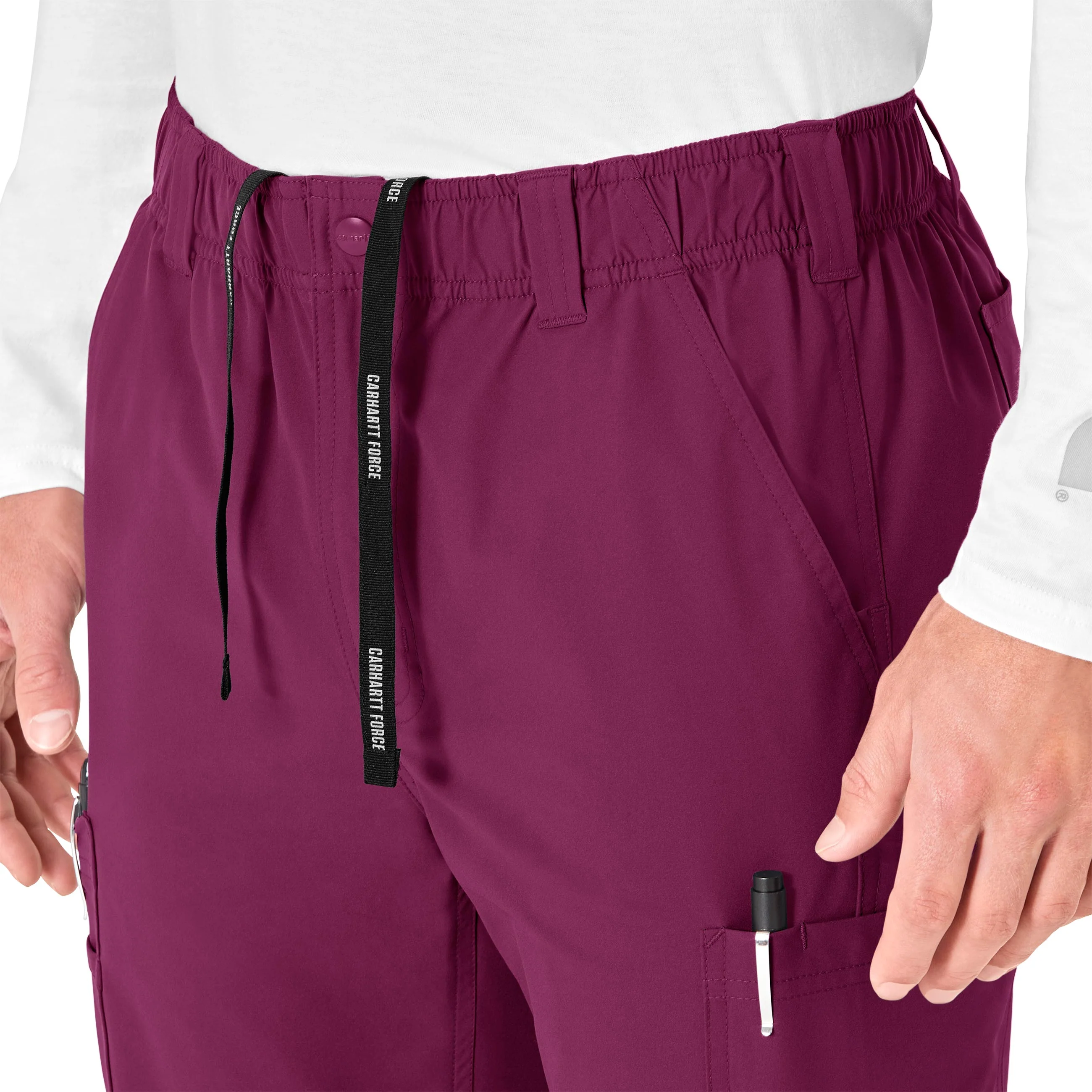 Carhartt Force Essentials Men's Straight Leg Cargo Scrub Pant - Wine - Image 4
