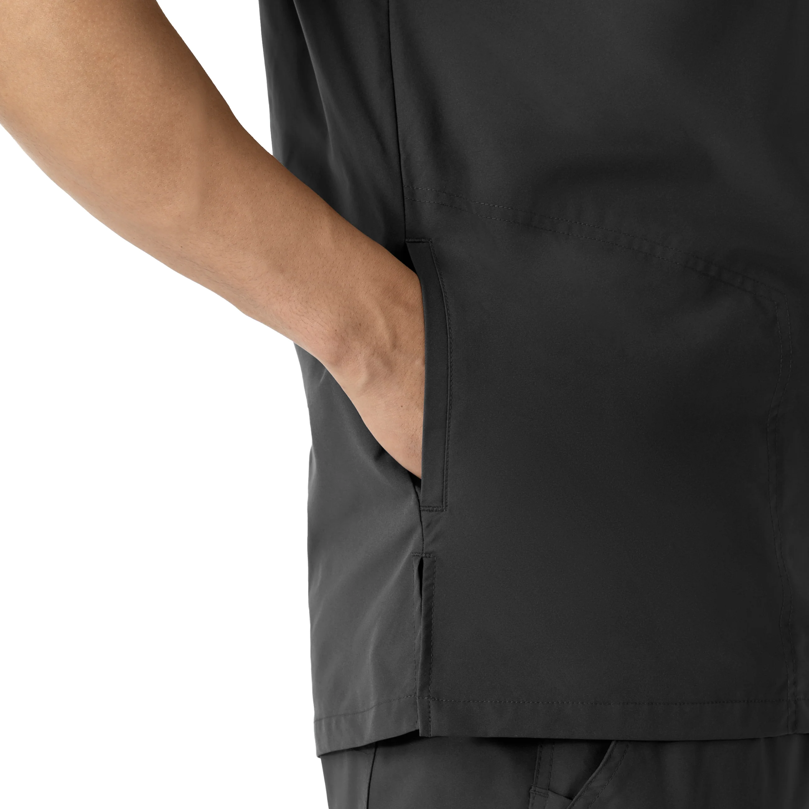 Carhartt Force Essentials Men's V-Neck Shirttail Scrub Top - Black - Image 5