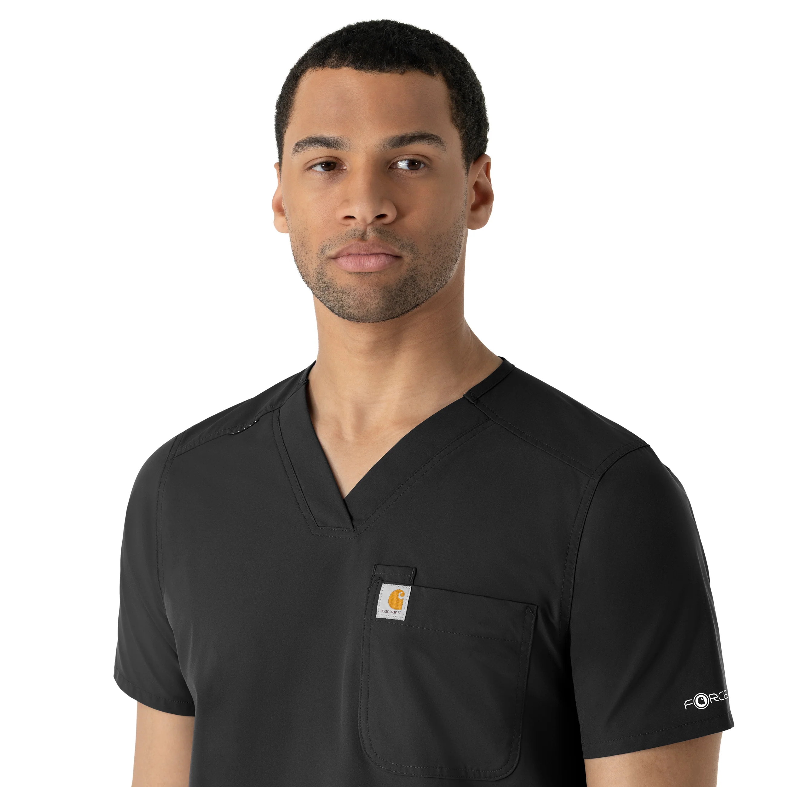 Carhartt Force Essentials Men's V-Neck Shirttail Scrub Top - Black - Image 7