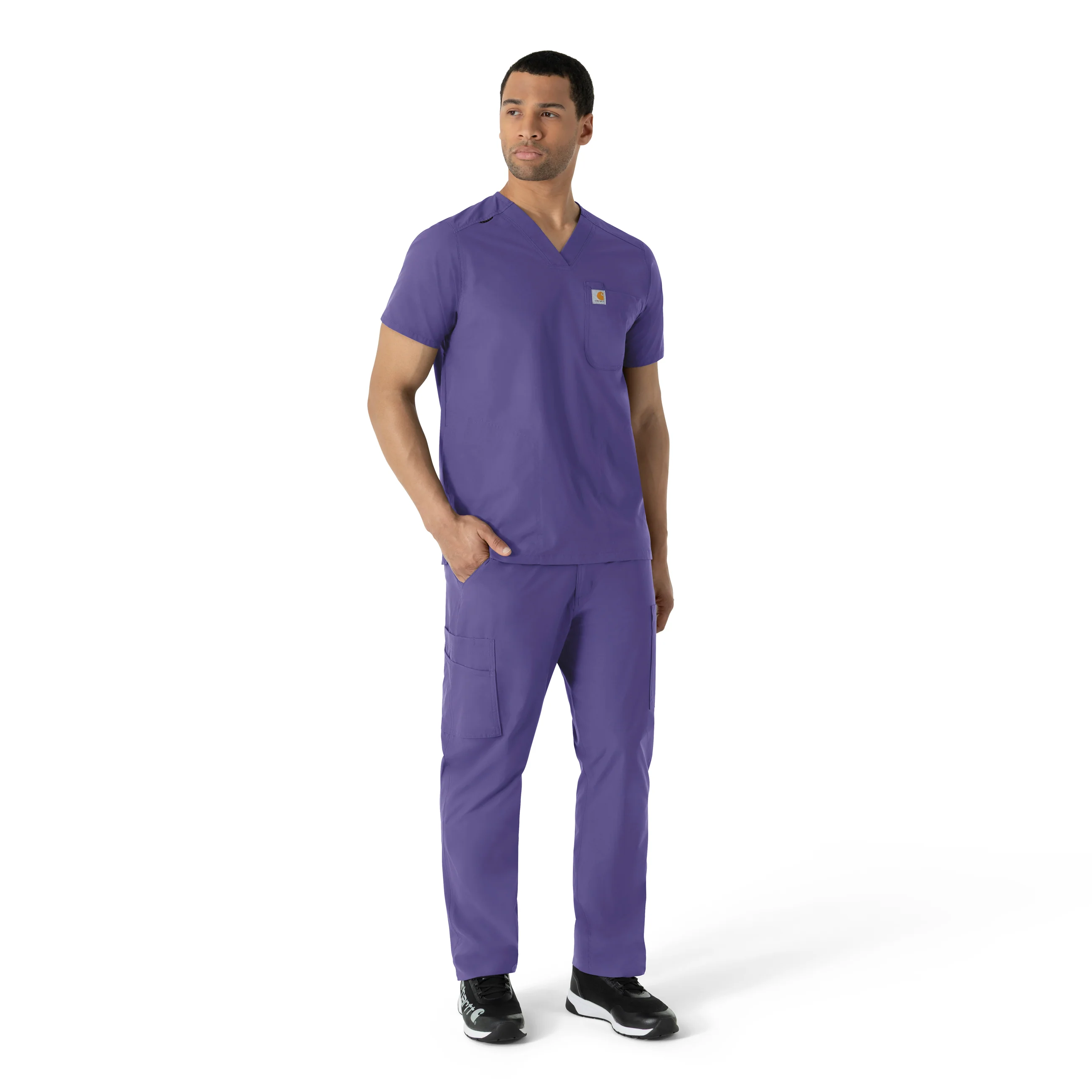 Carhartt Force Essentials Men's V-Neck Shirttail Scrub Top - Grape - Image 3