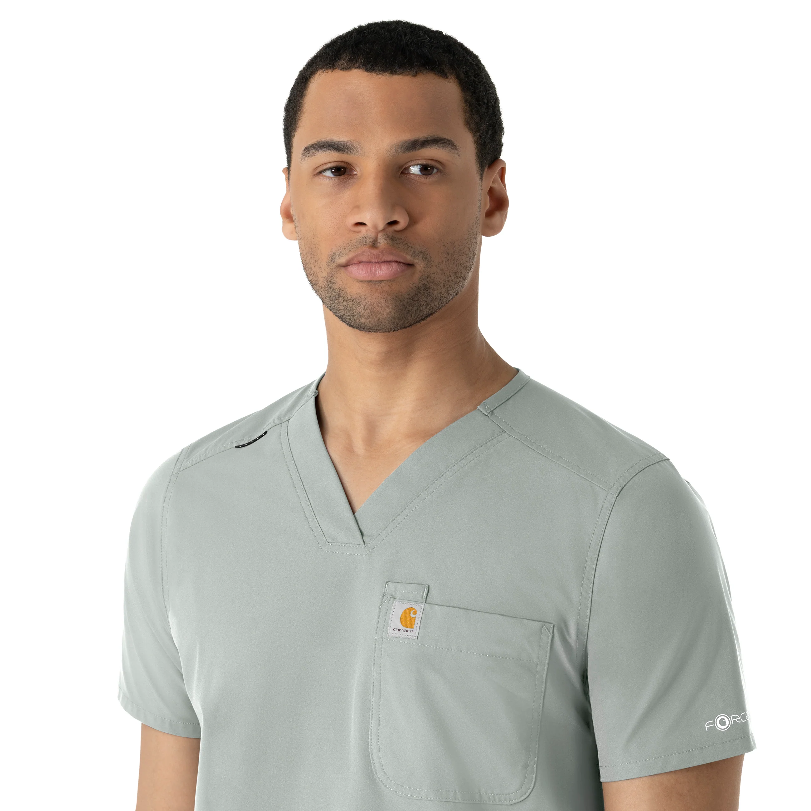Carhartt Force Essentials Men's V-Neck Shirttail Scrub Top - Grey - Image 7
