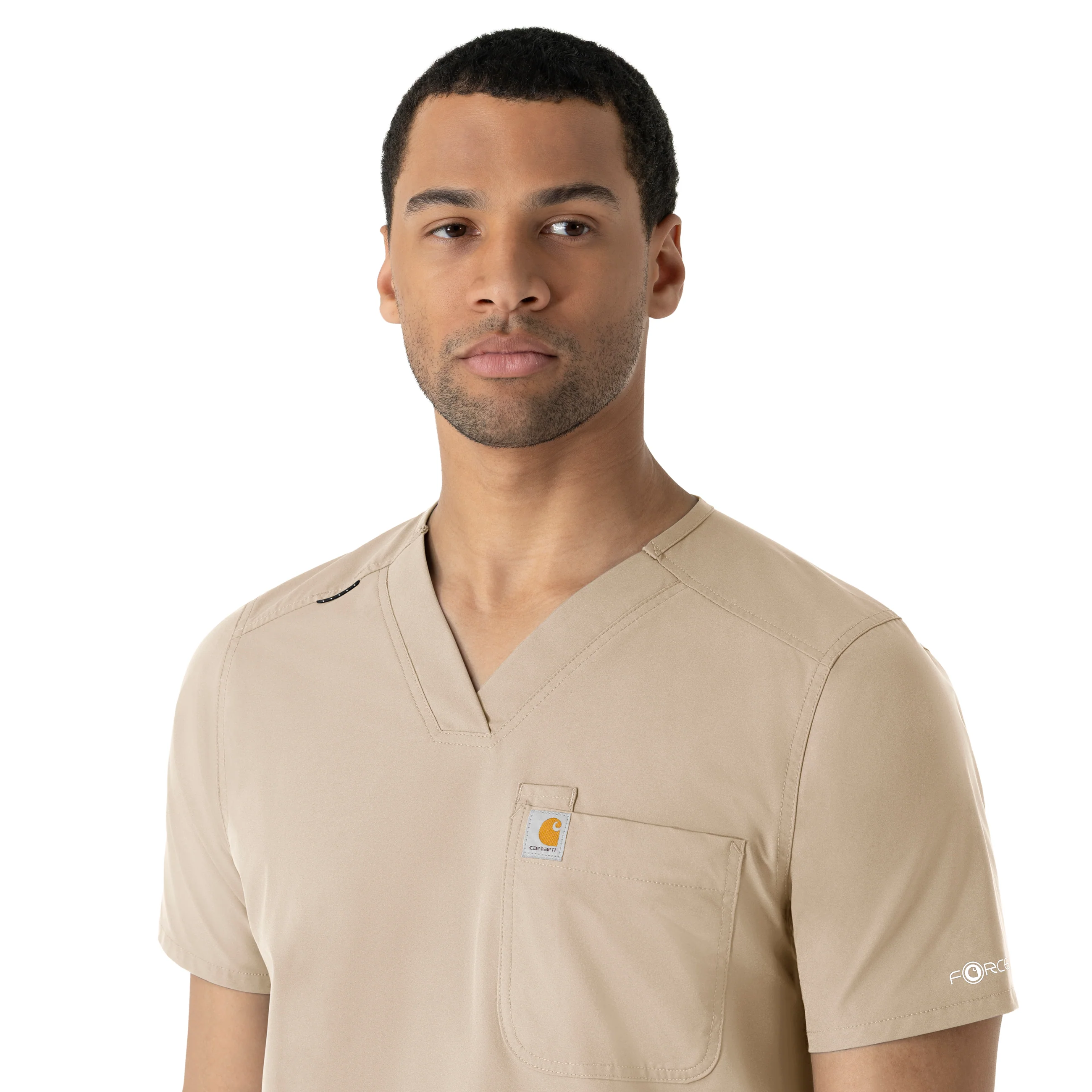 Carhartt Force Essentials Men's V-Neck Shirttail Scrub Top - Khaki - Image 7