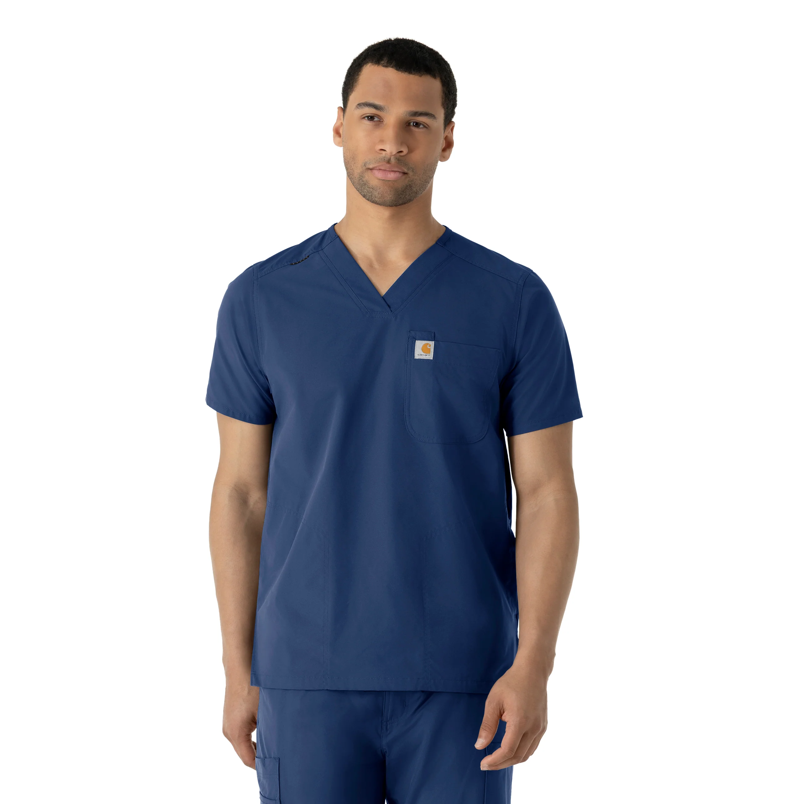 Carhartt Force Essentials Men's V-Neck Shirttail Scrub Top - Navy