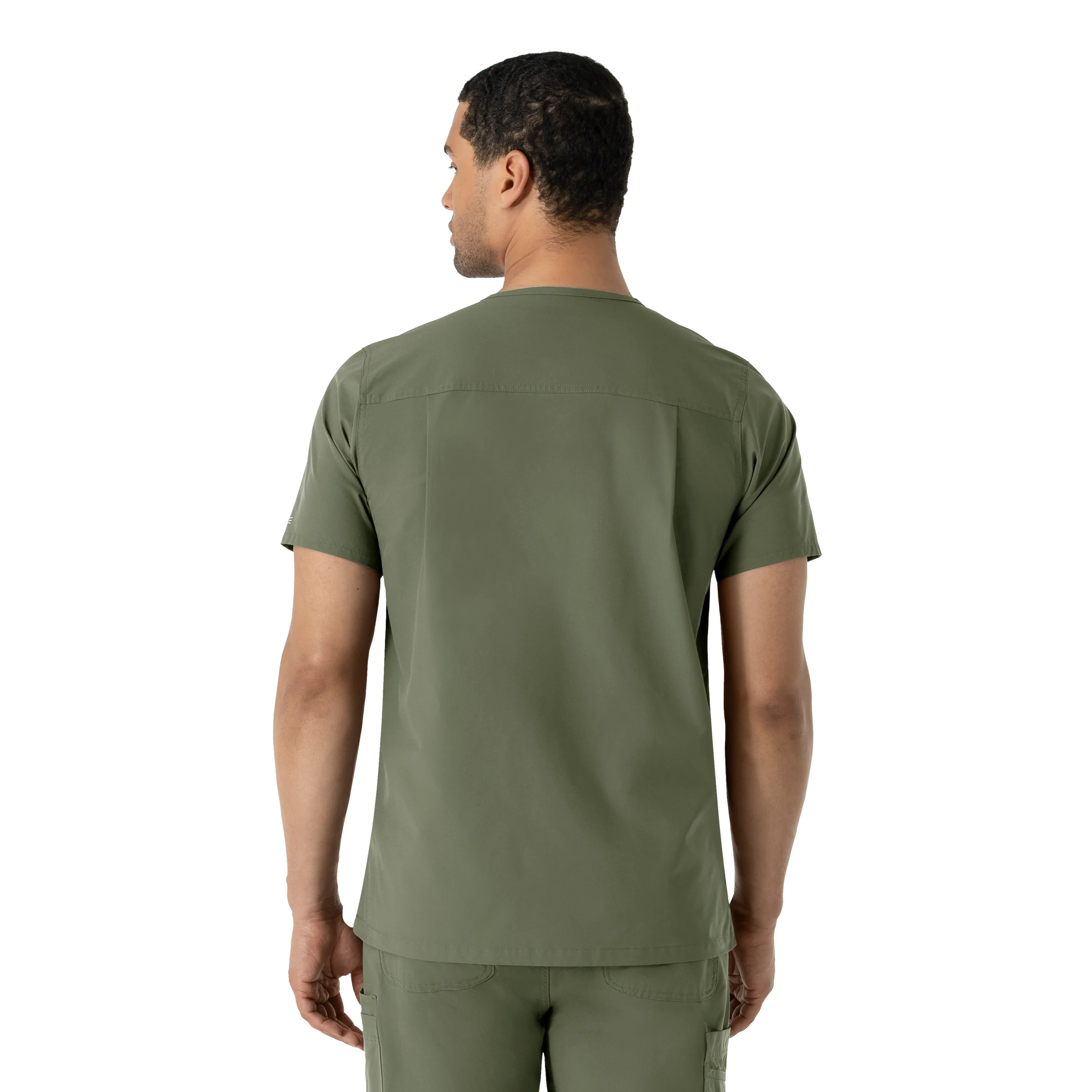 Carhartt Force Essentials Men's V-Neck Shirttail Scrub Top - Olive - Image 2