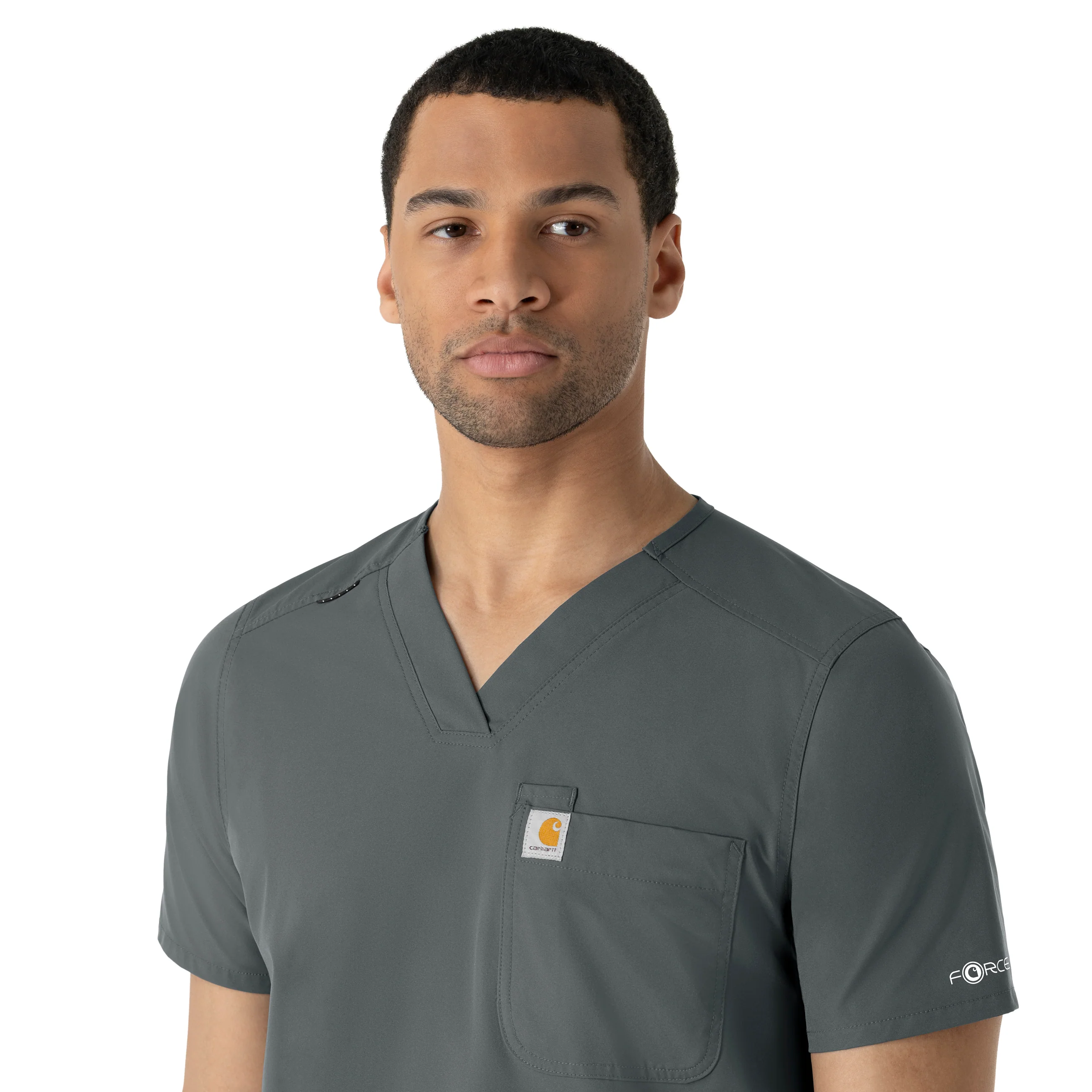 Carhartt Force Essentials Men's V-Neck Shirttail Scrub Top - Pewter - Image 7