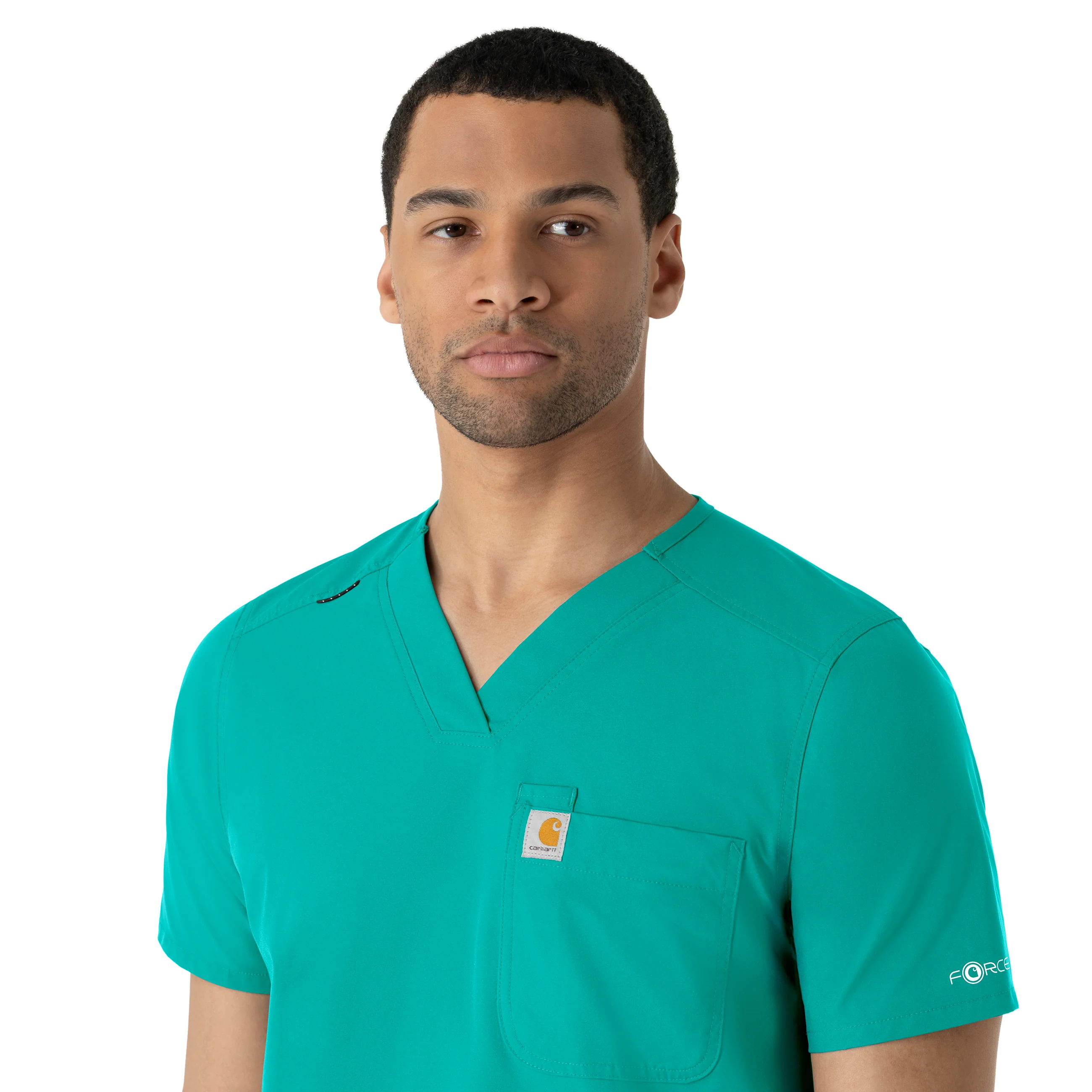 Carhartt Force Essentials Men's V-Neck Shirttail Scrub Top - Teal Blue - Image 7