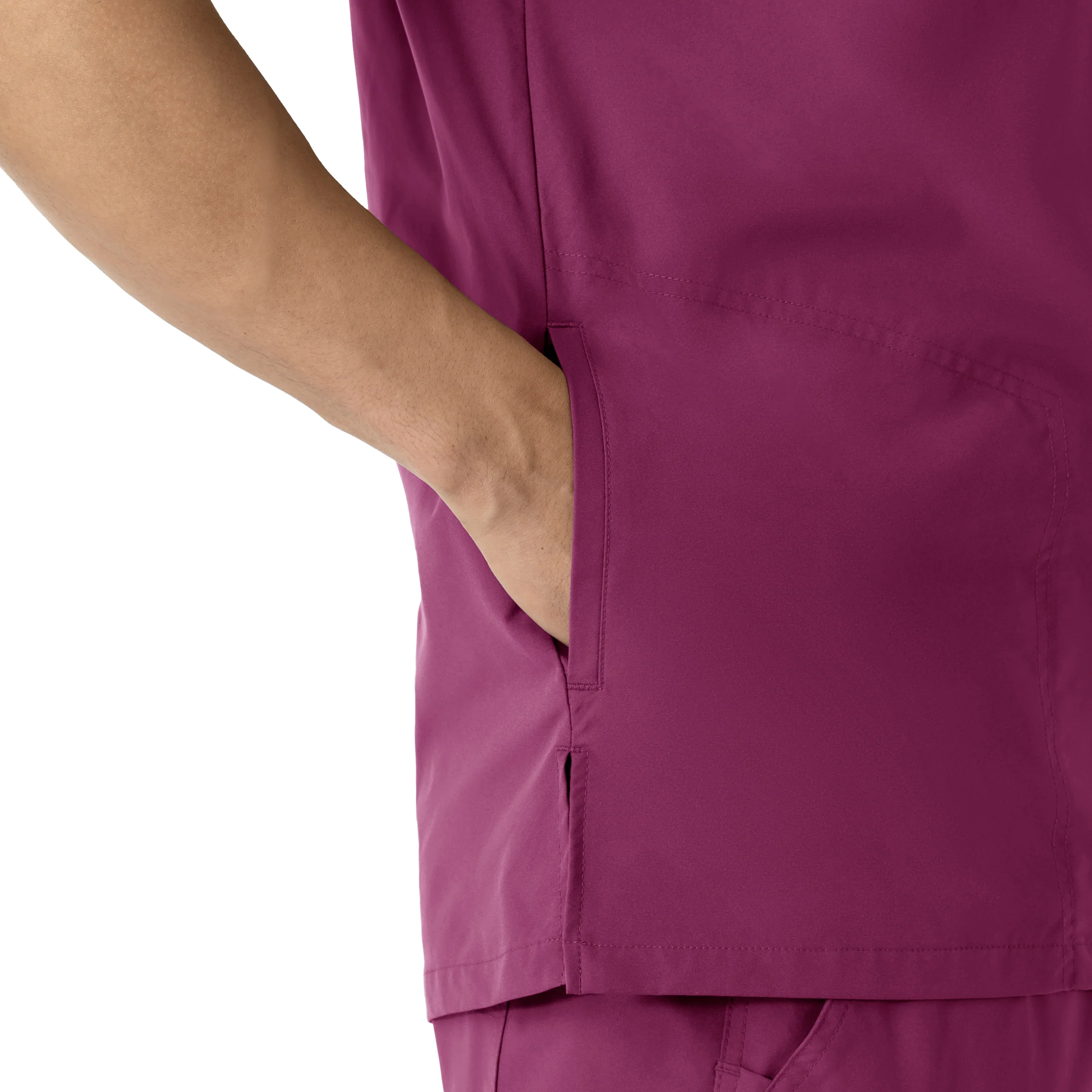 Carhartt Force Essentials Men's V-Neck Shirttail Scrub Top - Wine - Image 5