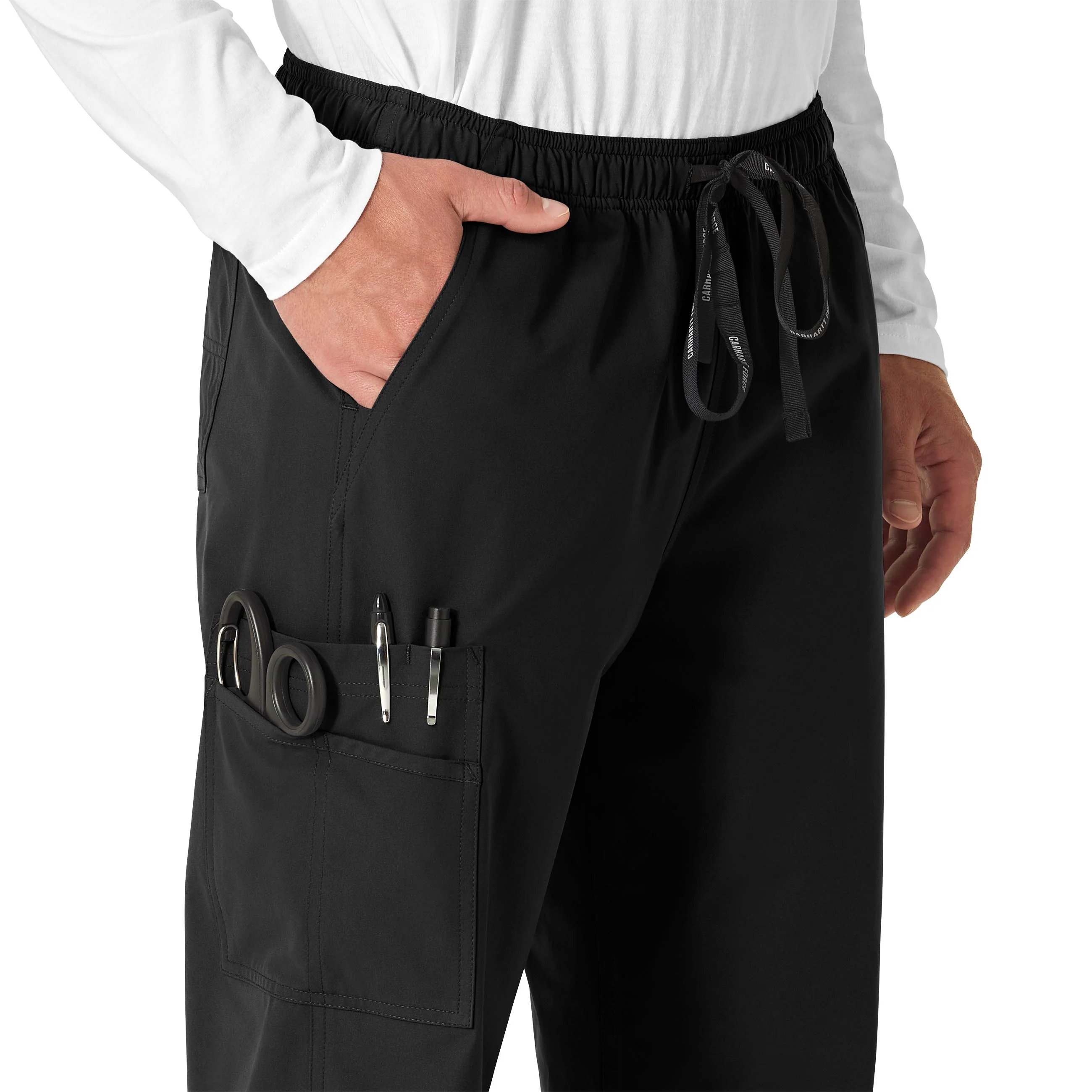 Carhartt Force Essentials Unisex Elastic Waist Cargo Scrub Pant - Black - Image 5