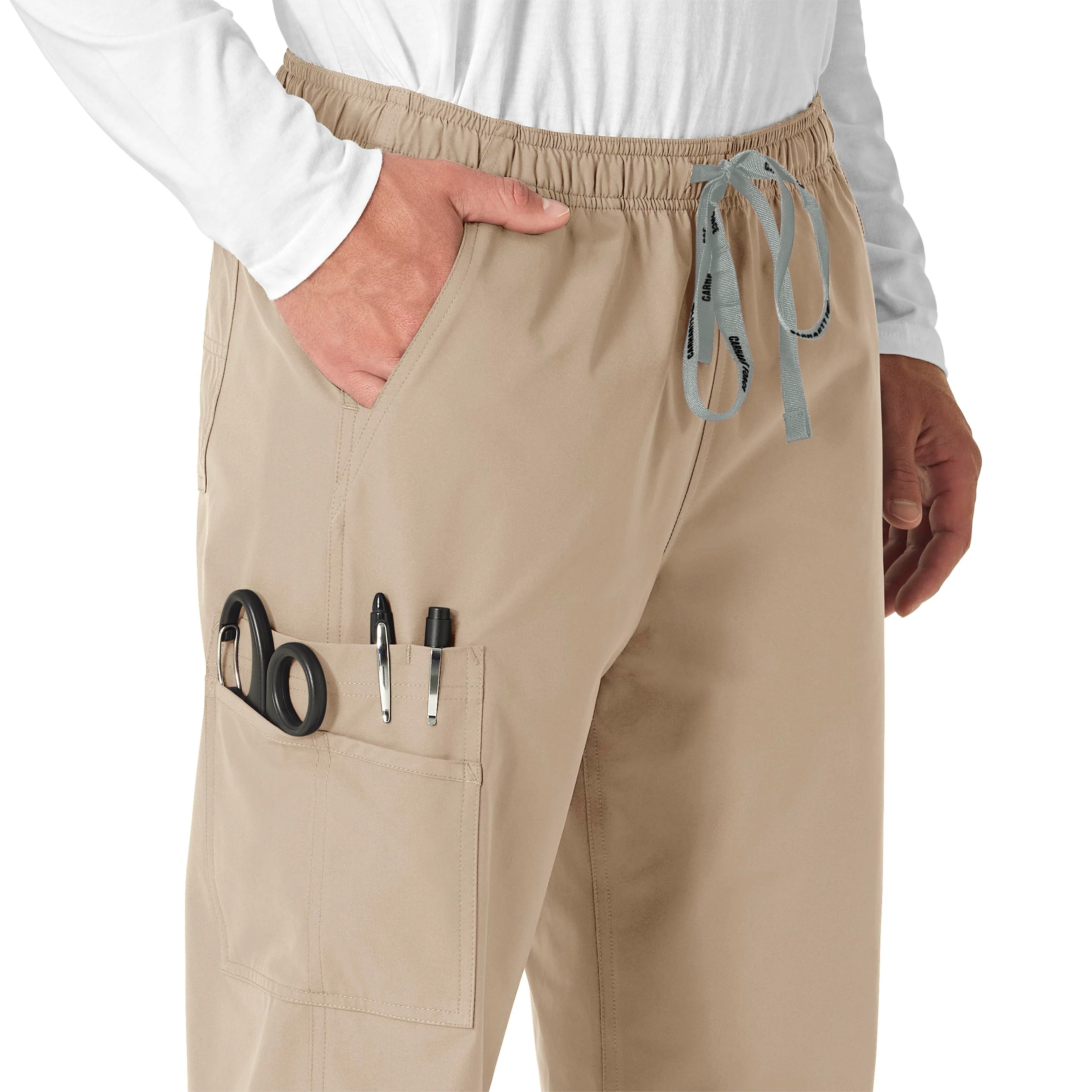 Carhartt Force Essentials Unisex Elastic Waist Cargo Scrub Pant - Khaki - Image 5