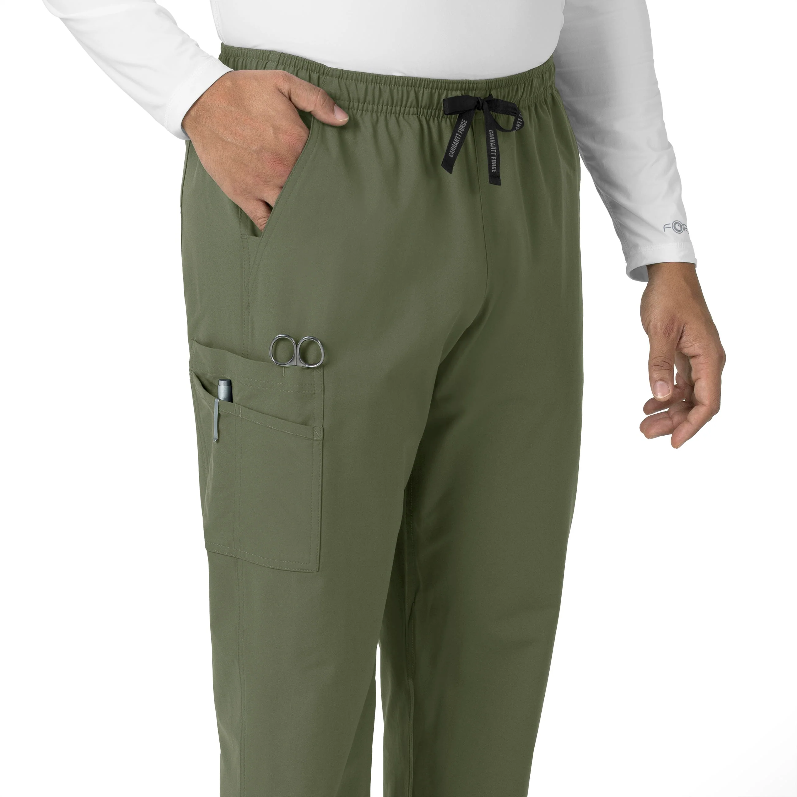Carhartt Force Essentials Unisex Elastic Waist Cargo Scrub Pant - Olive - Image 5