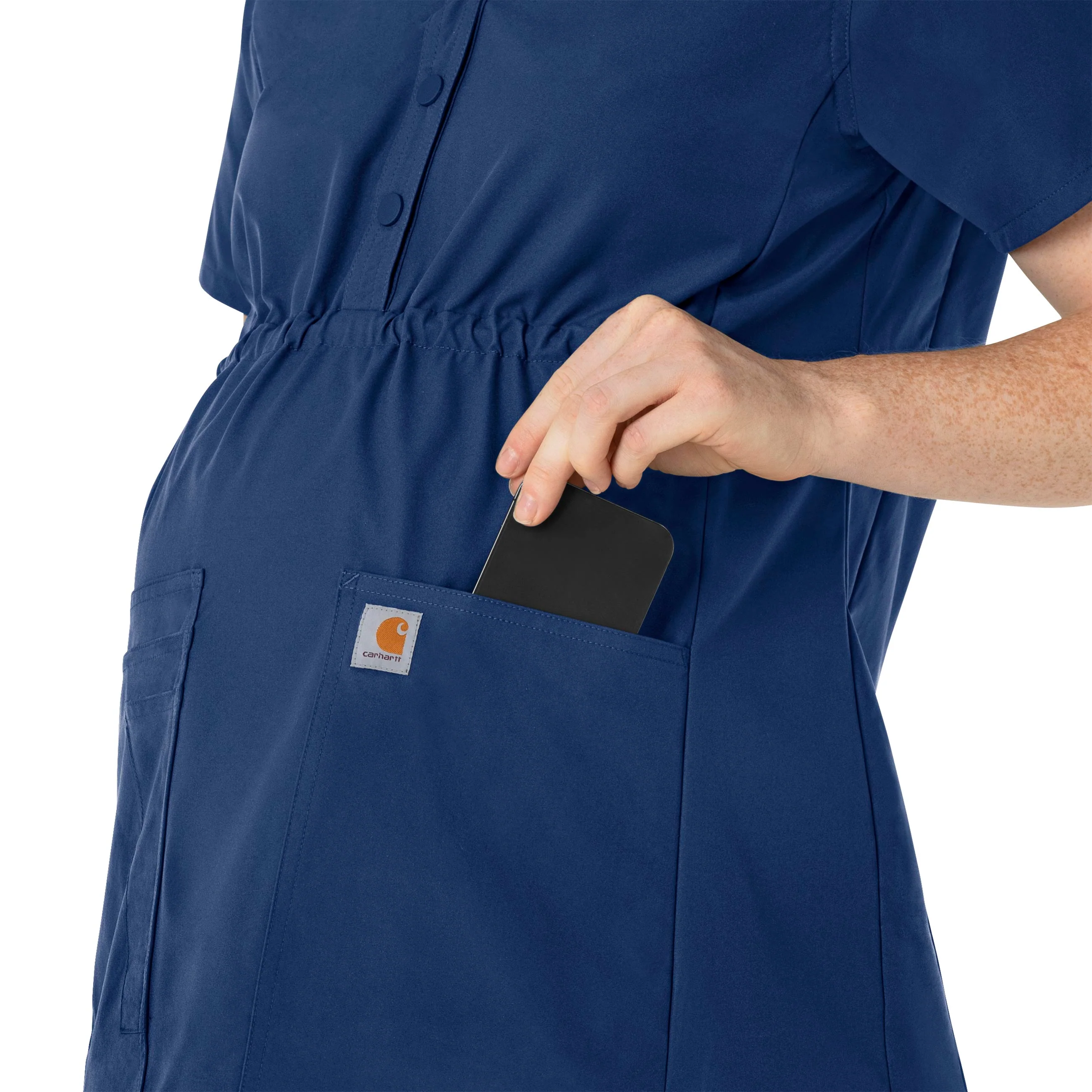 Carhartt Force Essentials Women's Henley Maternity Scrub Top - Navy - Image 6