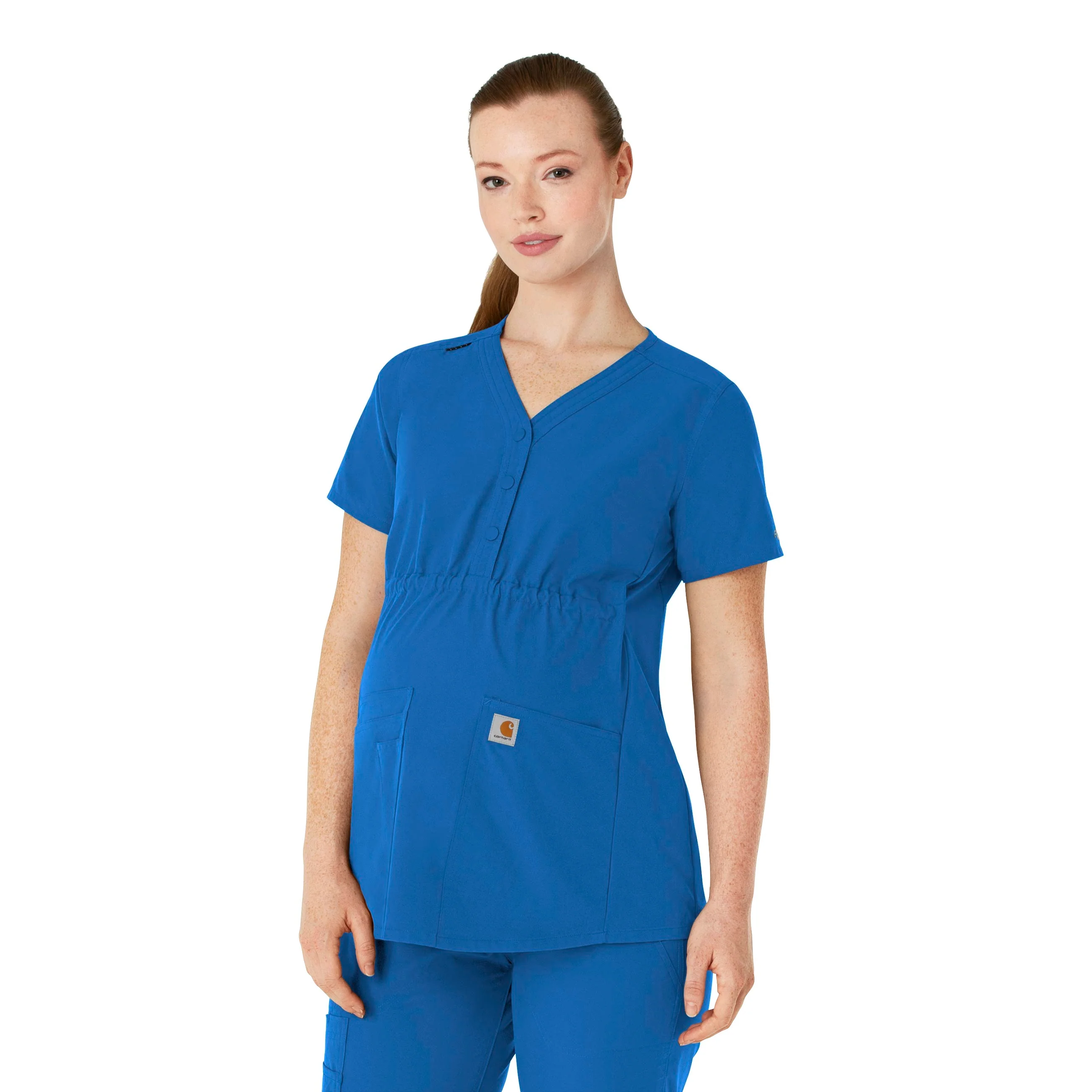 Carhartt Force Essentials Women's Henley Maternity Scrub Top - Royal