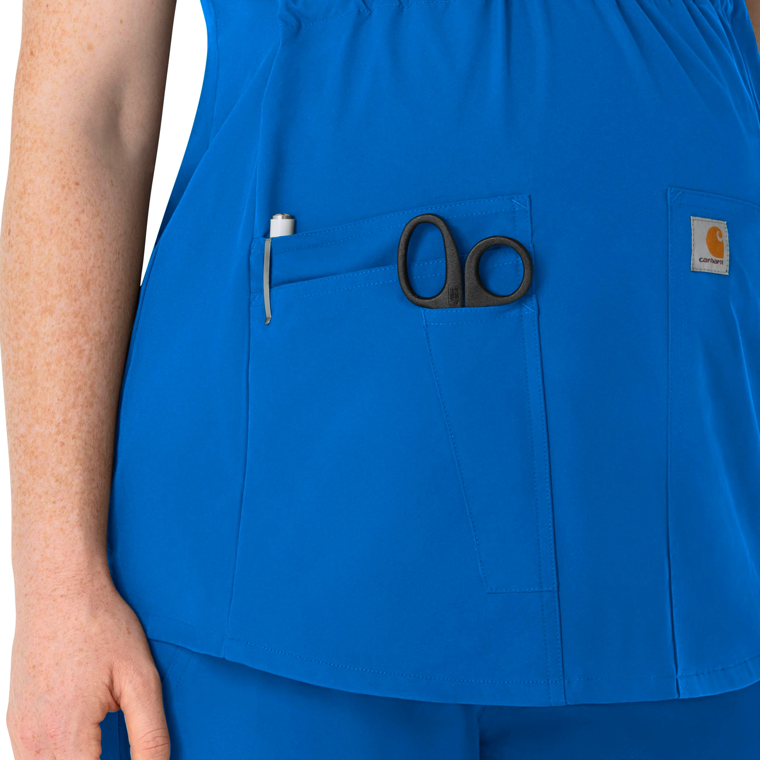 Carhartt Force Essentials Women's Henley Maternity Scrub Top - Royal - Image 5