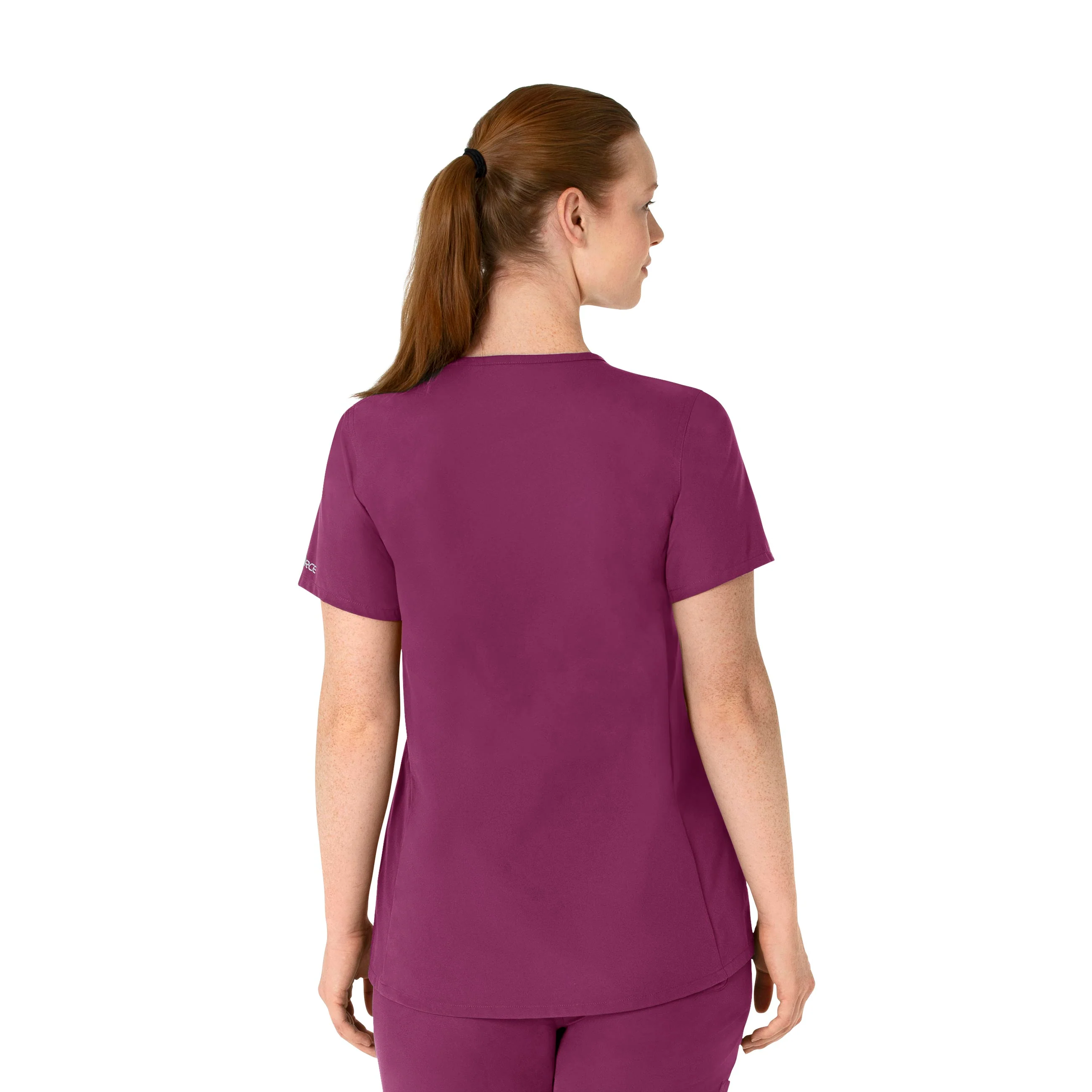 Carhartt Force Essentials Women's Henley Maternity Scrub Top - Wine - Image 2