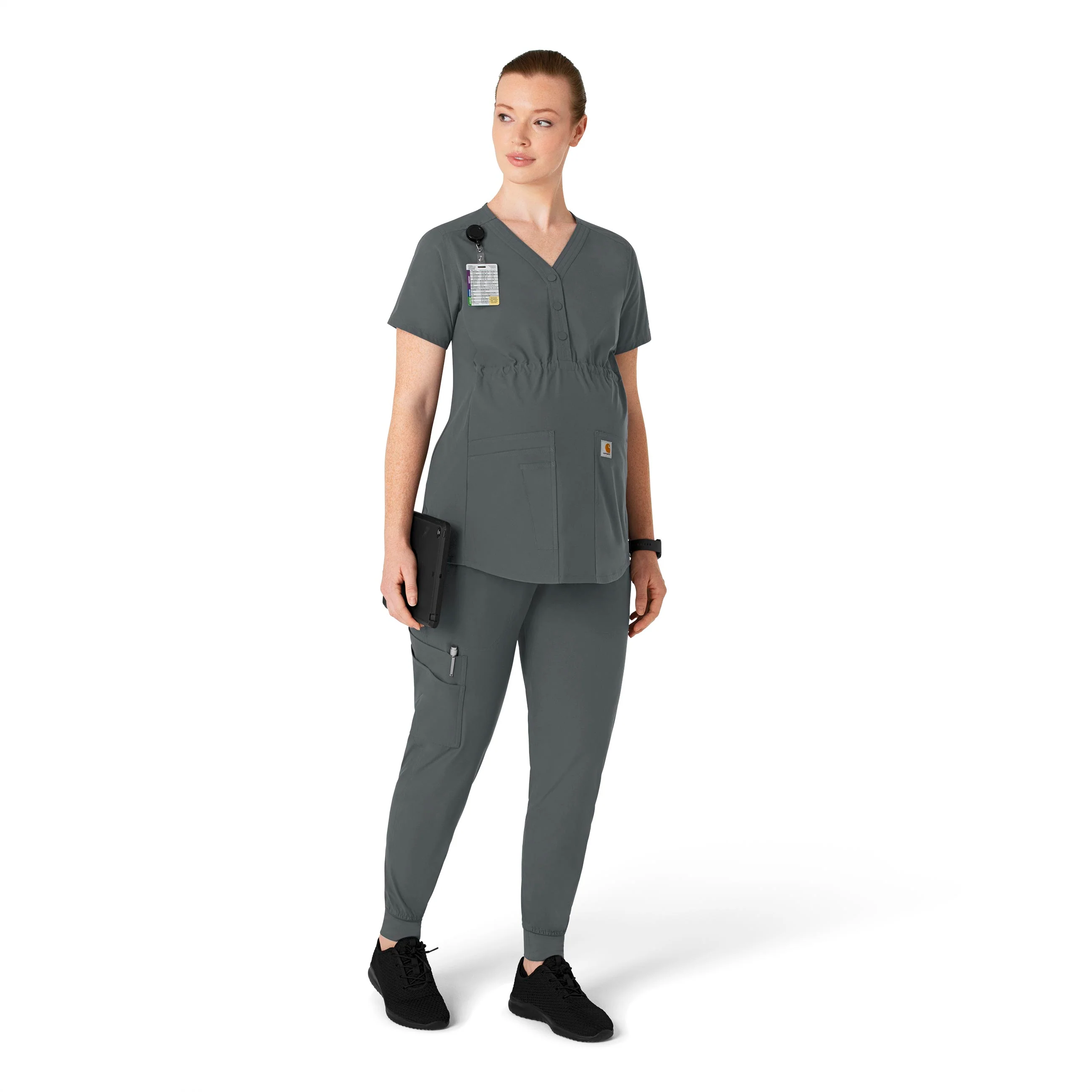 Carhartt Force Essentials Women's Maternity Jogger Scrub Pant - Pewter - Image 3
