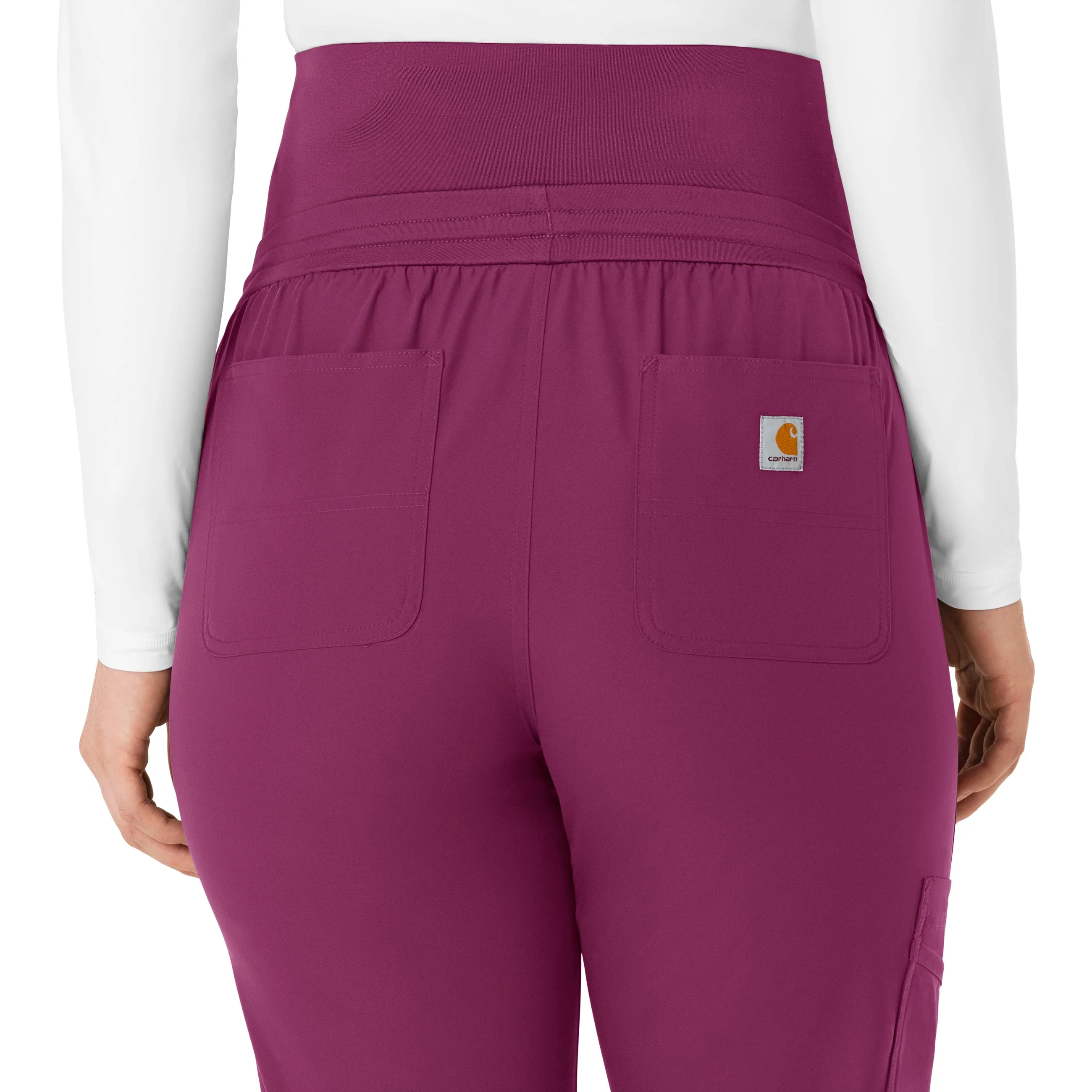 Carhartt Force Essentials Women's Maternity Jogger Scrub Pant - Wine - Image 6
