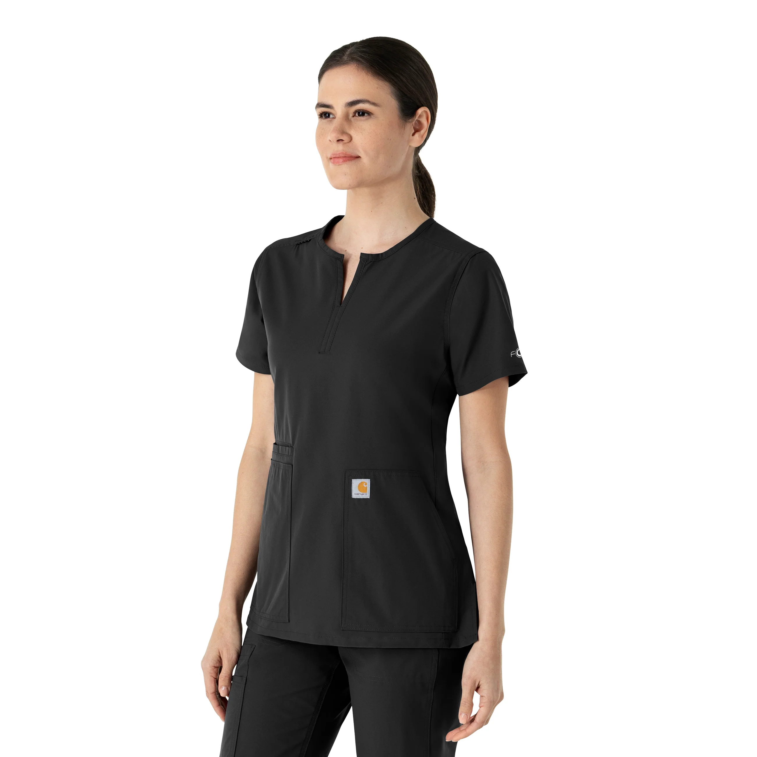 Carhartt Force Essentials Women's Notch Neck Tunic Scrub Top - Black - Image 4