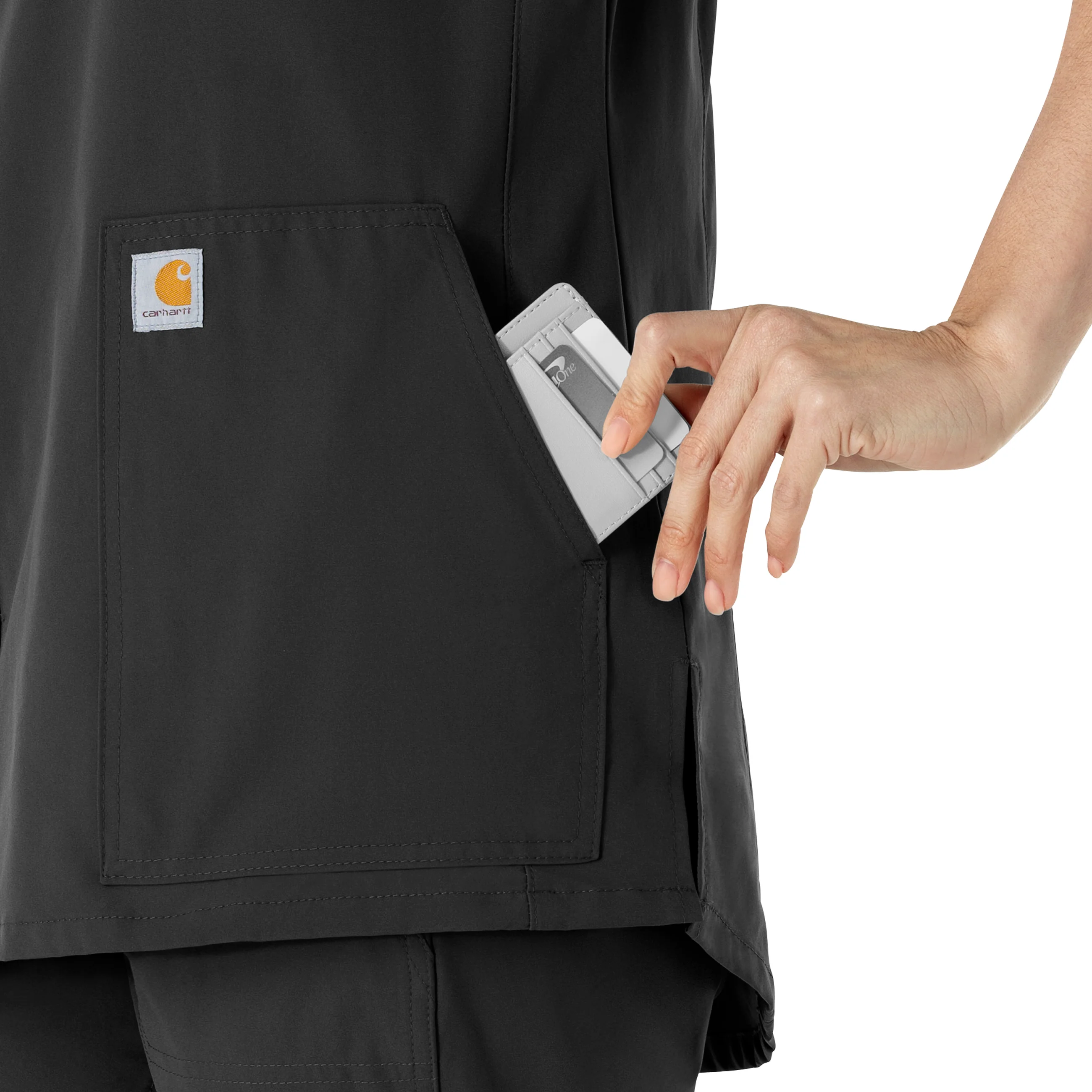 Carhartt Force Essentials Women's Notch Neck Tunic Scrub Top - Black - Image 5