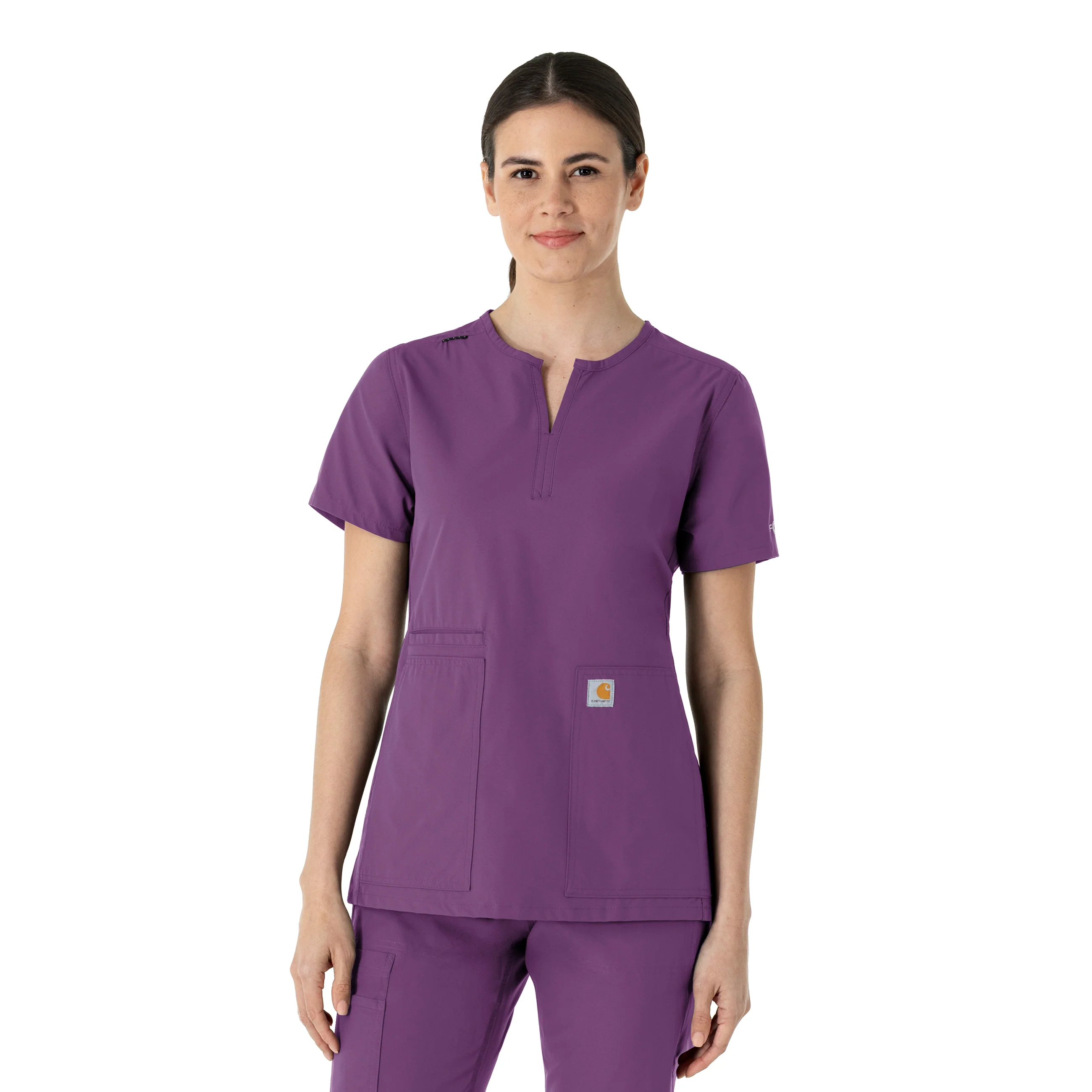Carhartt Force Essentials Women's Notch Neck Tunic Scrub Top - Eggplant