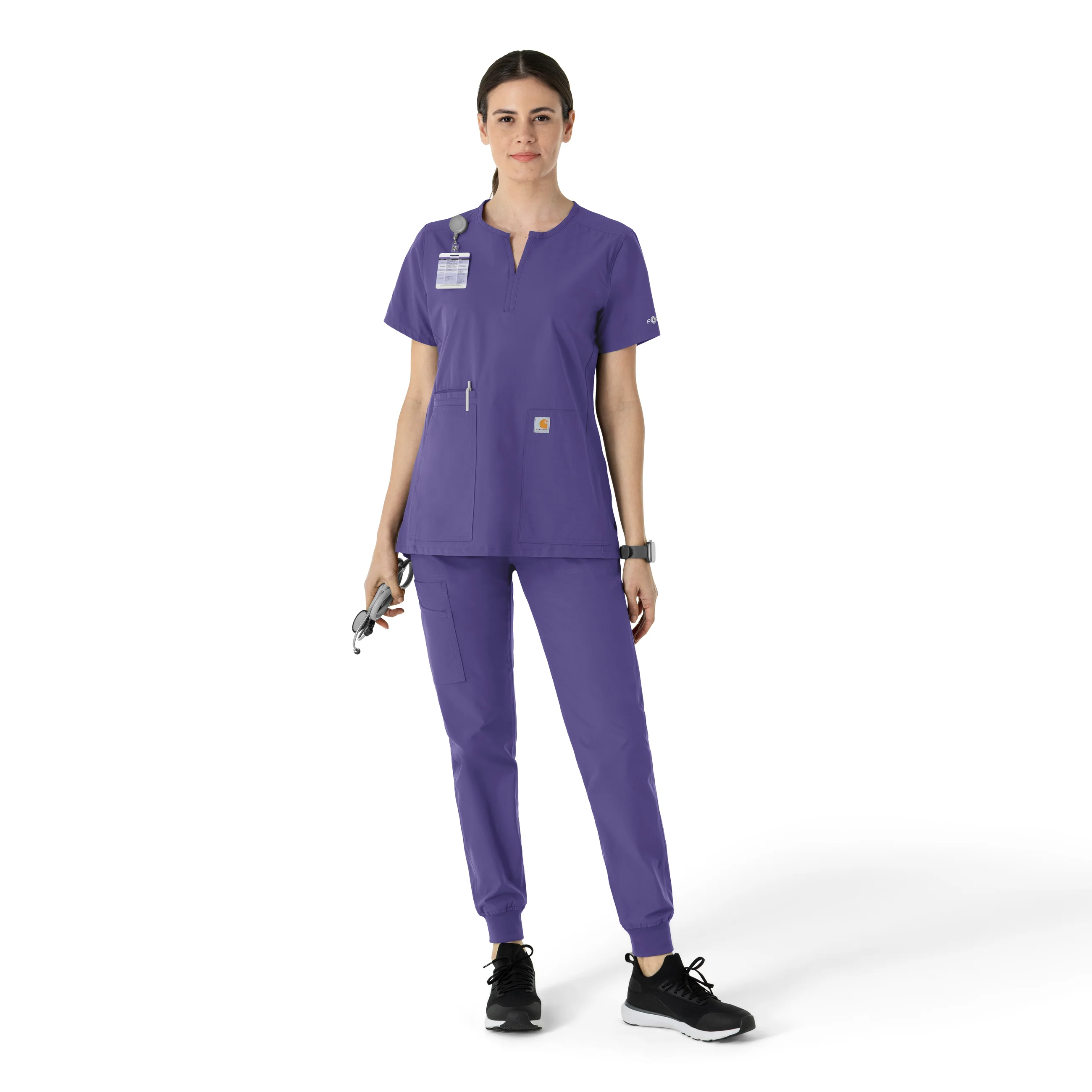 Carhartt Force Essentials Women's Notch Neck Tunic Scrub Top - Grape - Image 3