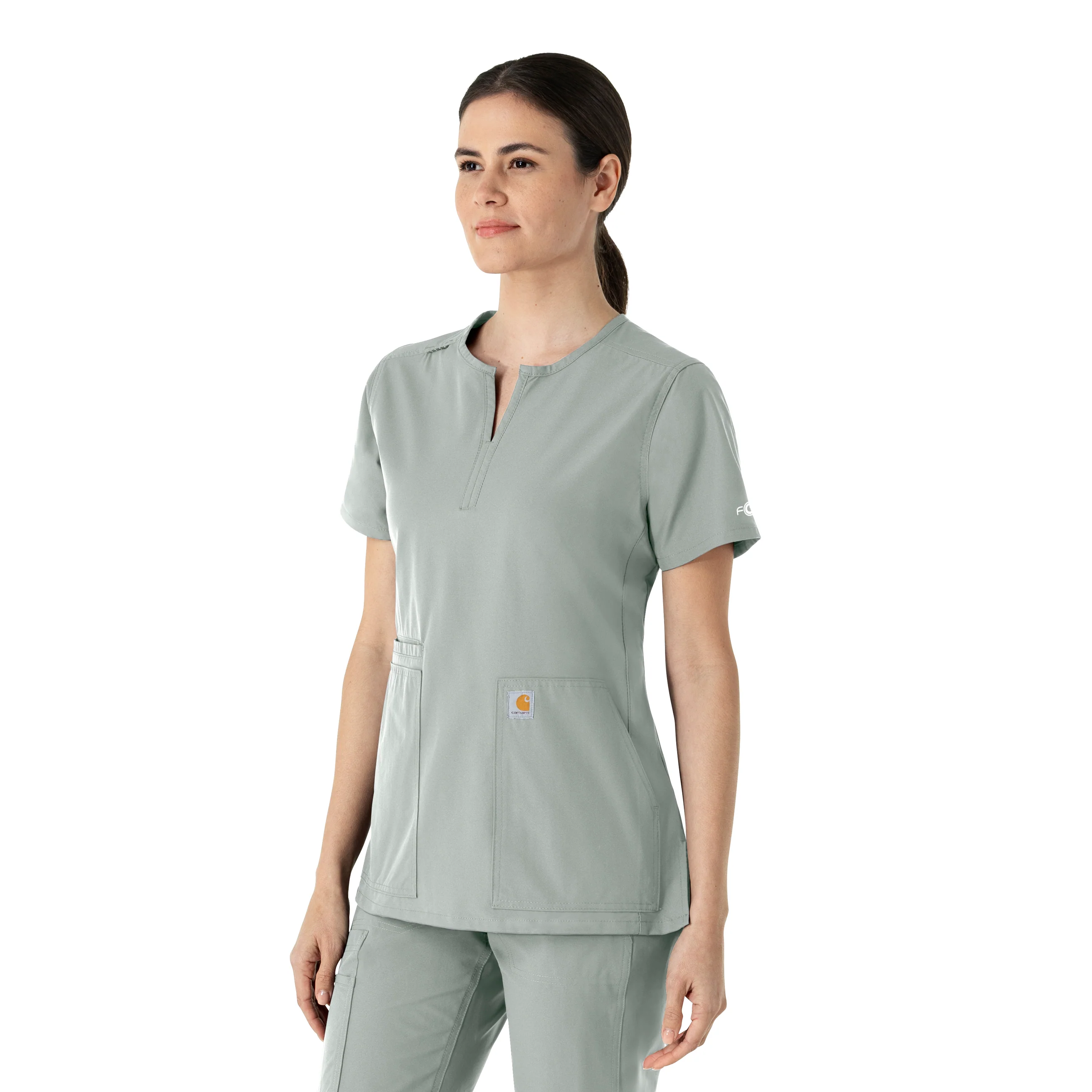 Carhartt Force Essentials Women's Notch Neck Tunic Scrub Top - Grey - Image 4
