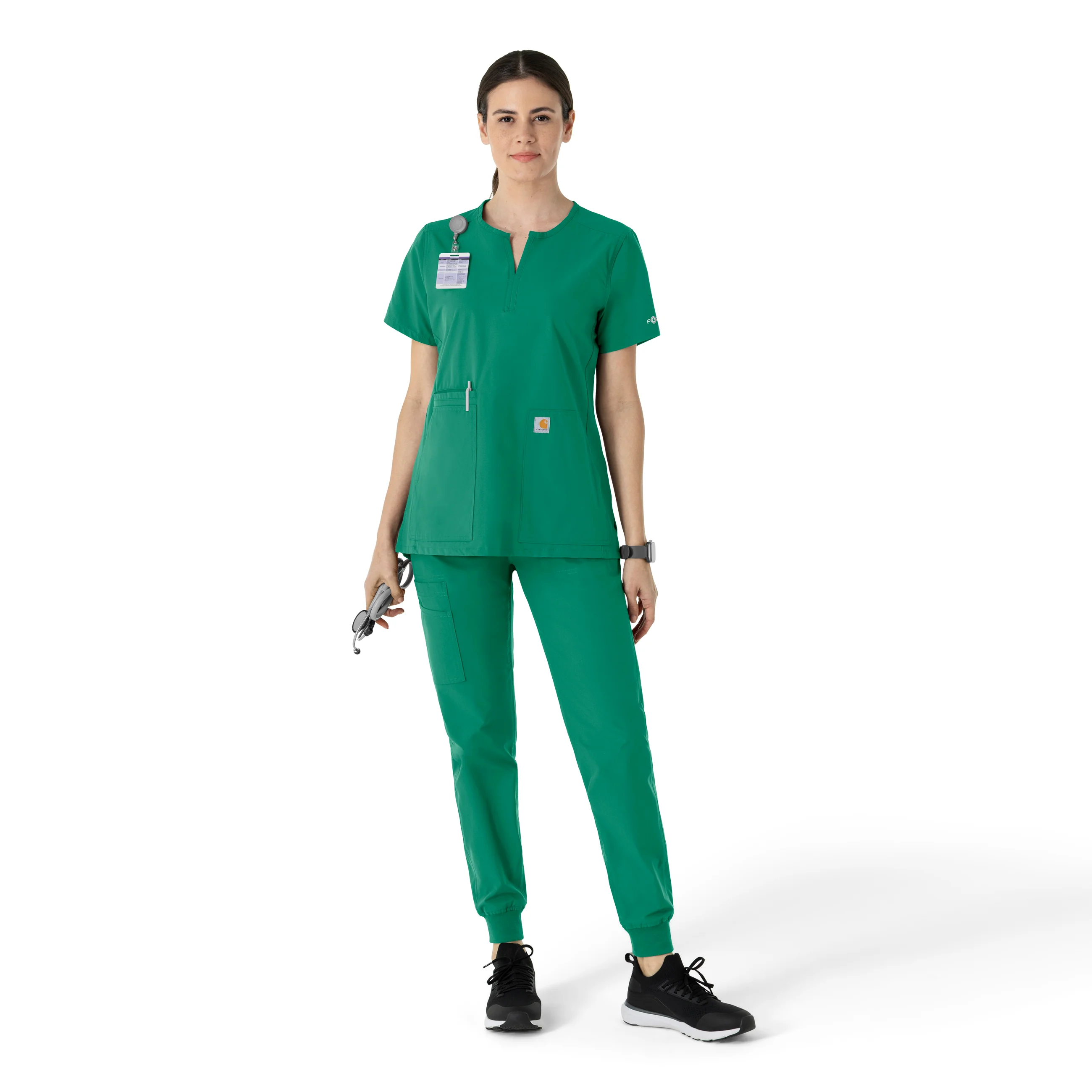 Carhartt Force Essentials Women's Notch Neck Tunic Scrub Top - Hunter - Image 3