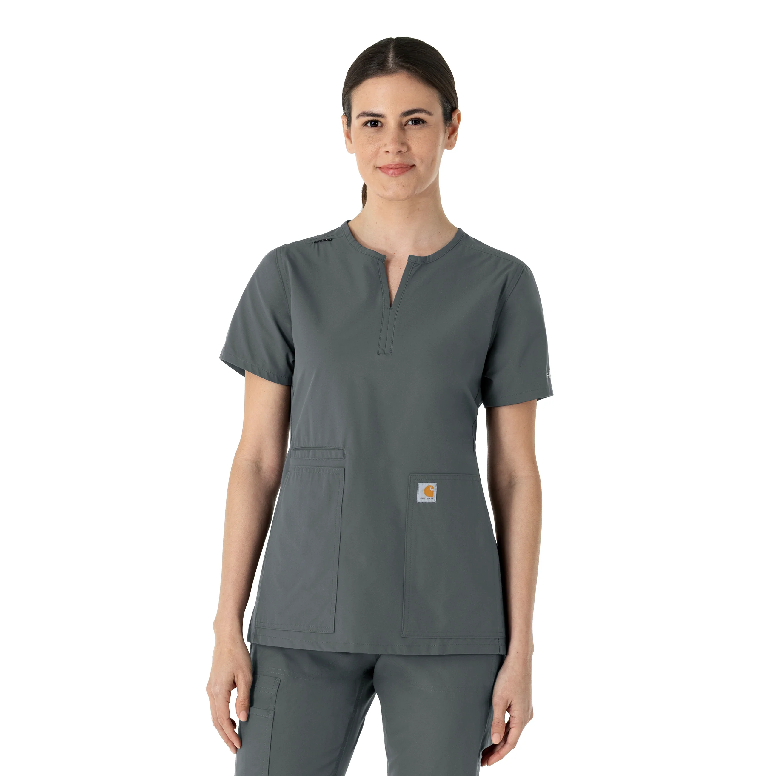 Carhartt Force Essentials Women's Notch Neck Tunic Scrub Top - Pewter