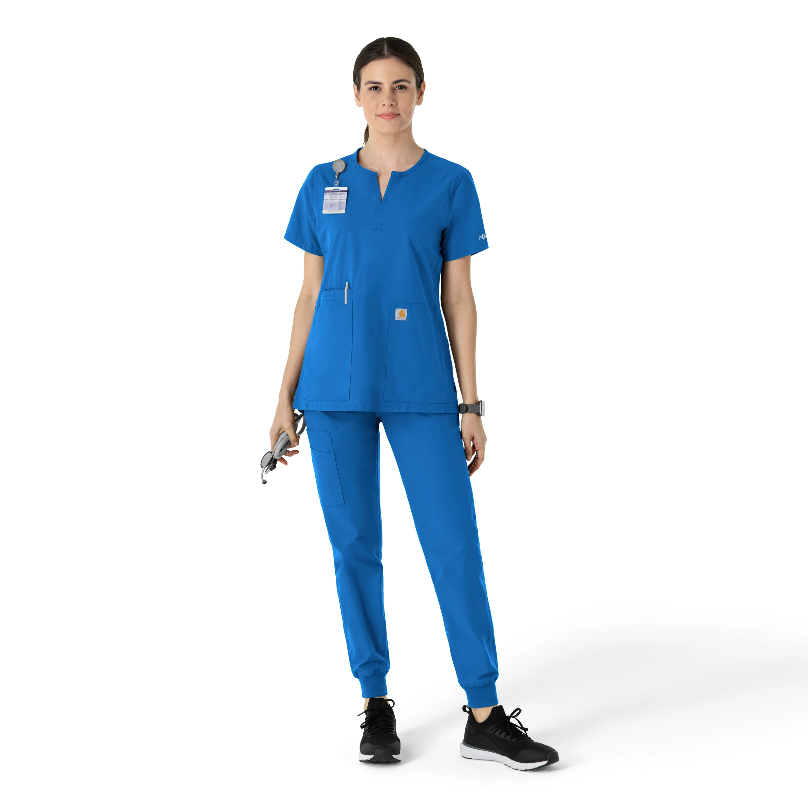 Carhartt Force Essentials Women's Notch Neck Tunic Scrub Top - Royal - Image 3