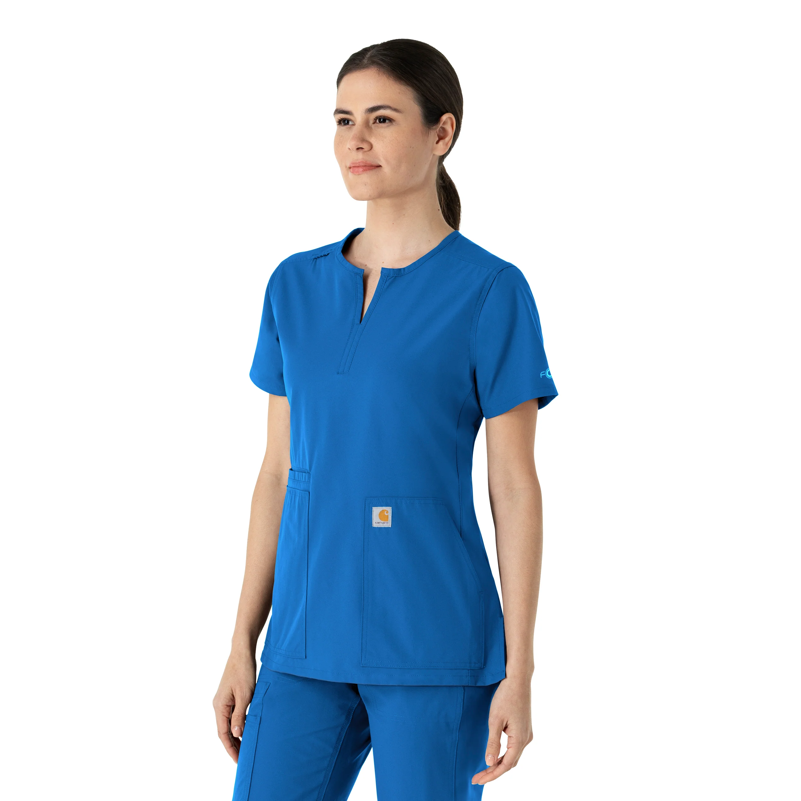 Carhartt Force Essentials Women's Notch Neck Tunic Scrub Top - Royal - Image 4
