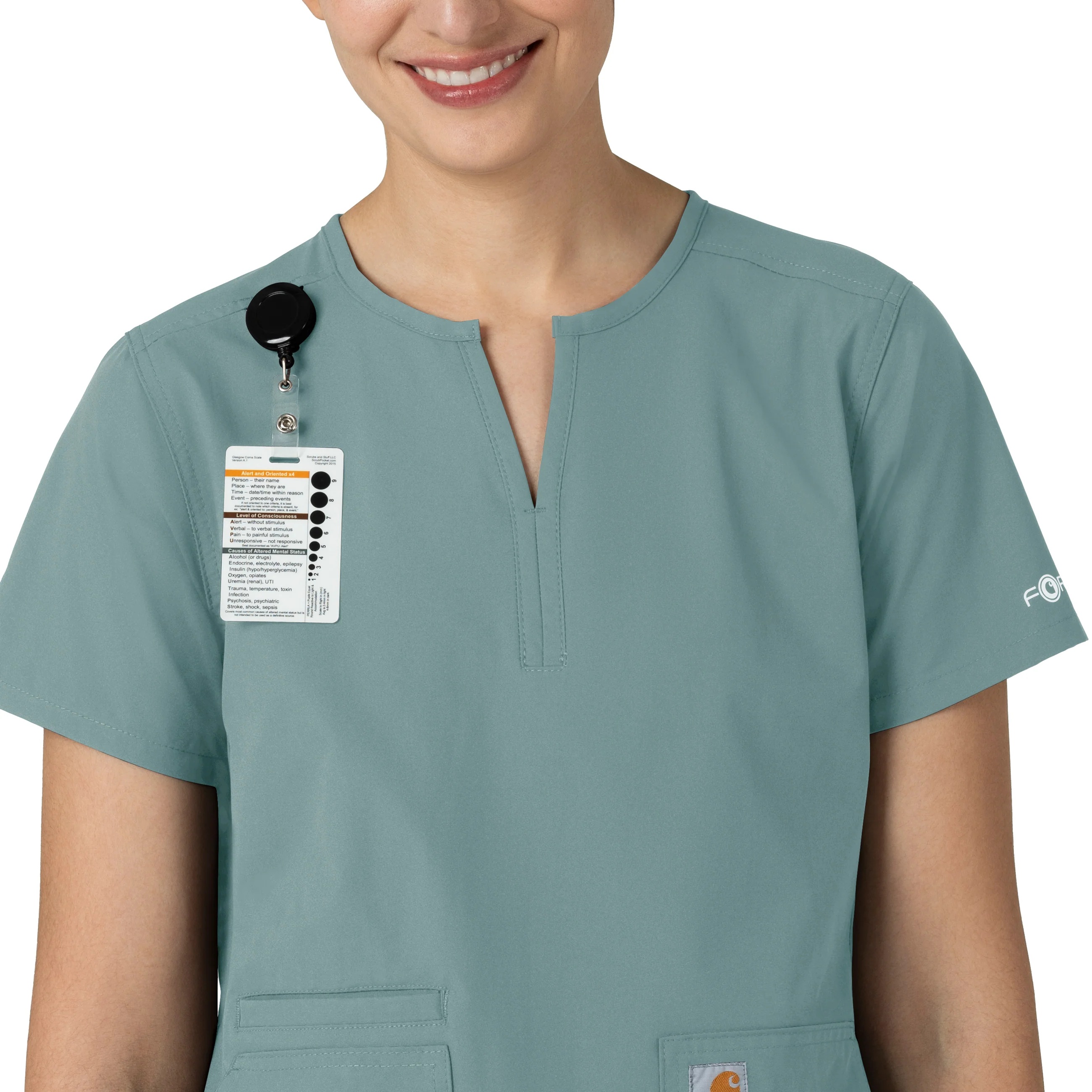 Carhartt Force Essentials Women's Notch Neck Tunic Scrub Top - Summer Blue - Image 6