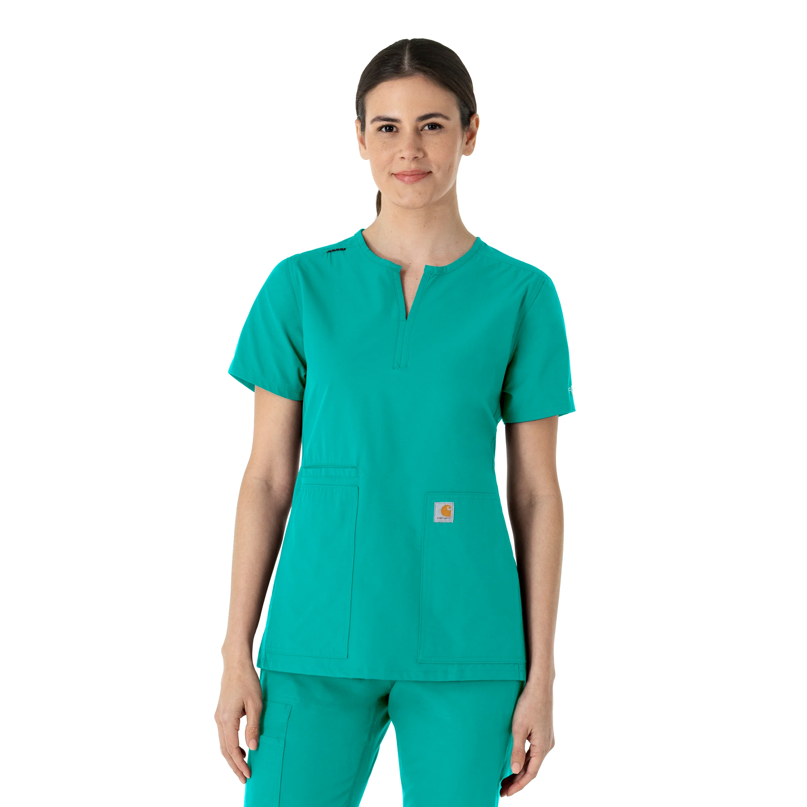 Carhartt Force Essentials Women's Notch Neck Tunic Scrub Top - Teal Blue