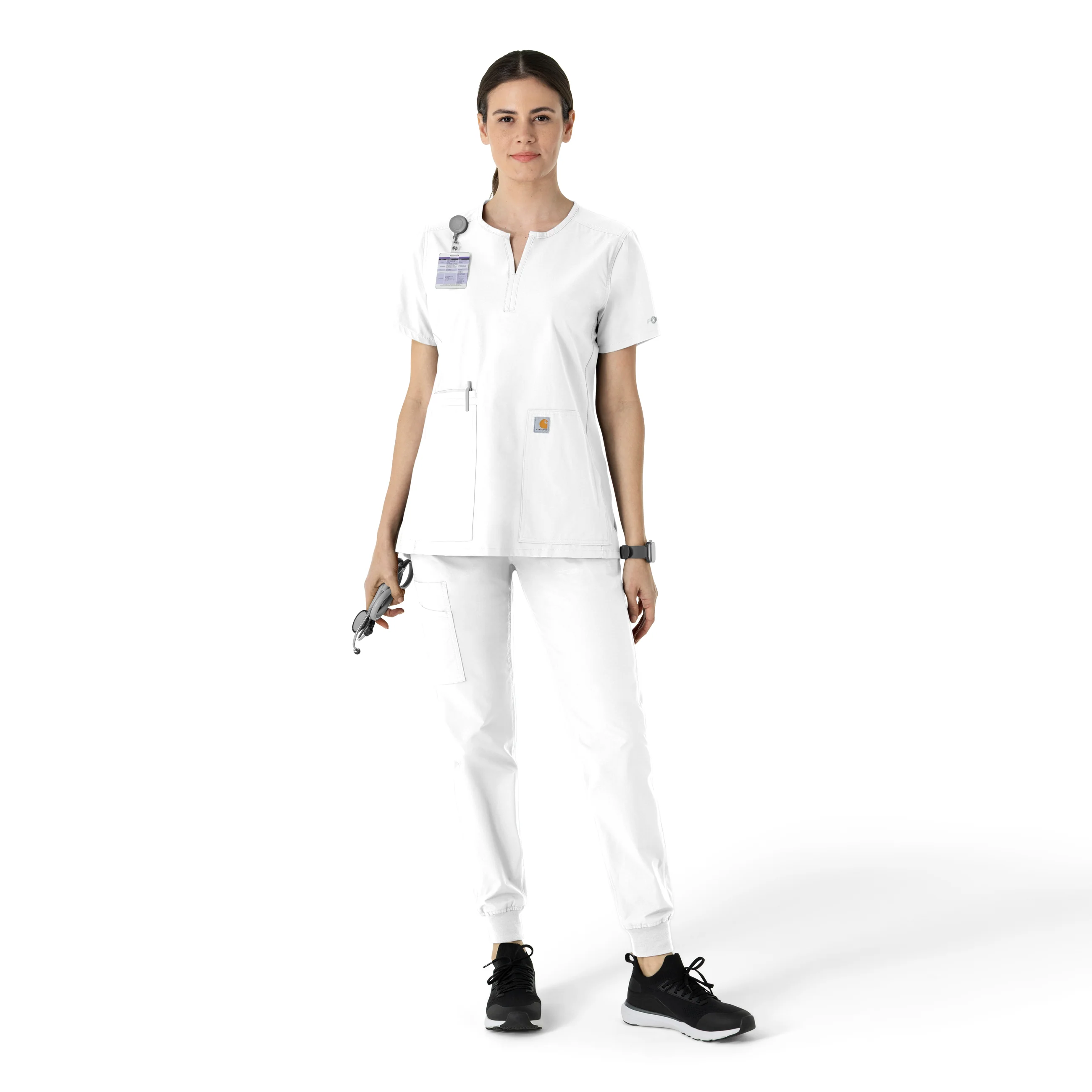 Carhartt Force Essentials Women's Notch Neck Tunic Scrub Top - White - Image 3