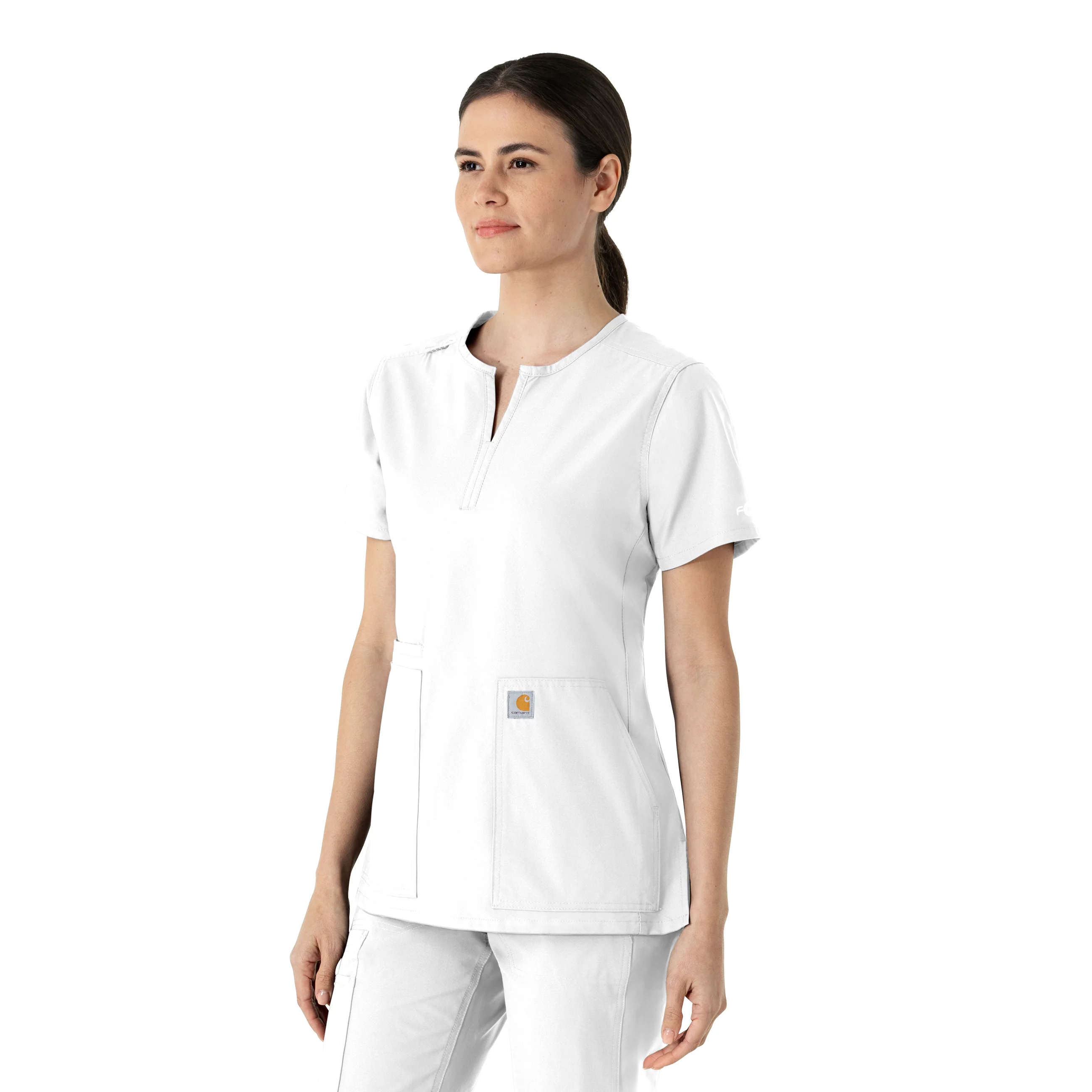Carhartt Force Essentials Women's Notch Neck Tunic Scrub Top - White - Image 4