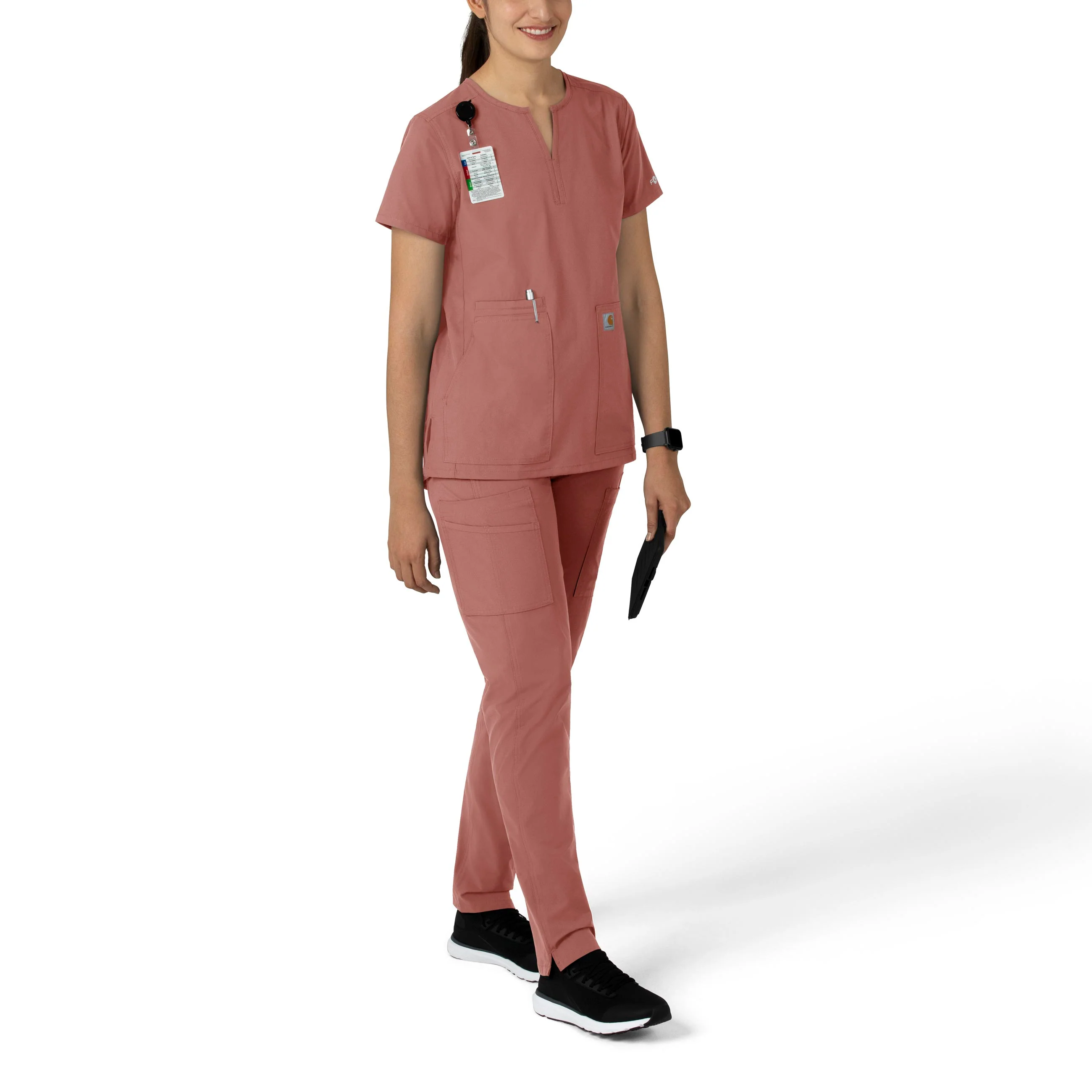 Carhartt Force Essentials Women's Notch Neck Tunic Scrub Top - Wildrose - Image 3