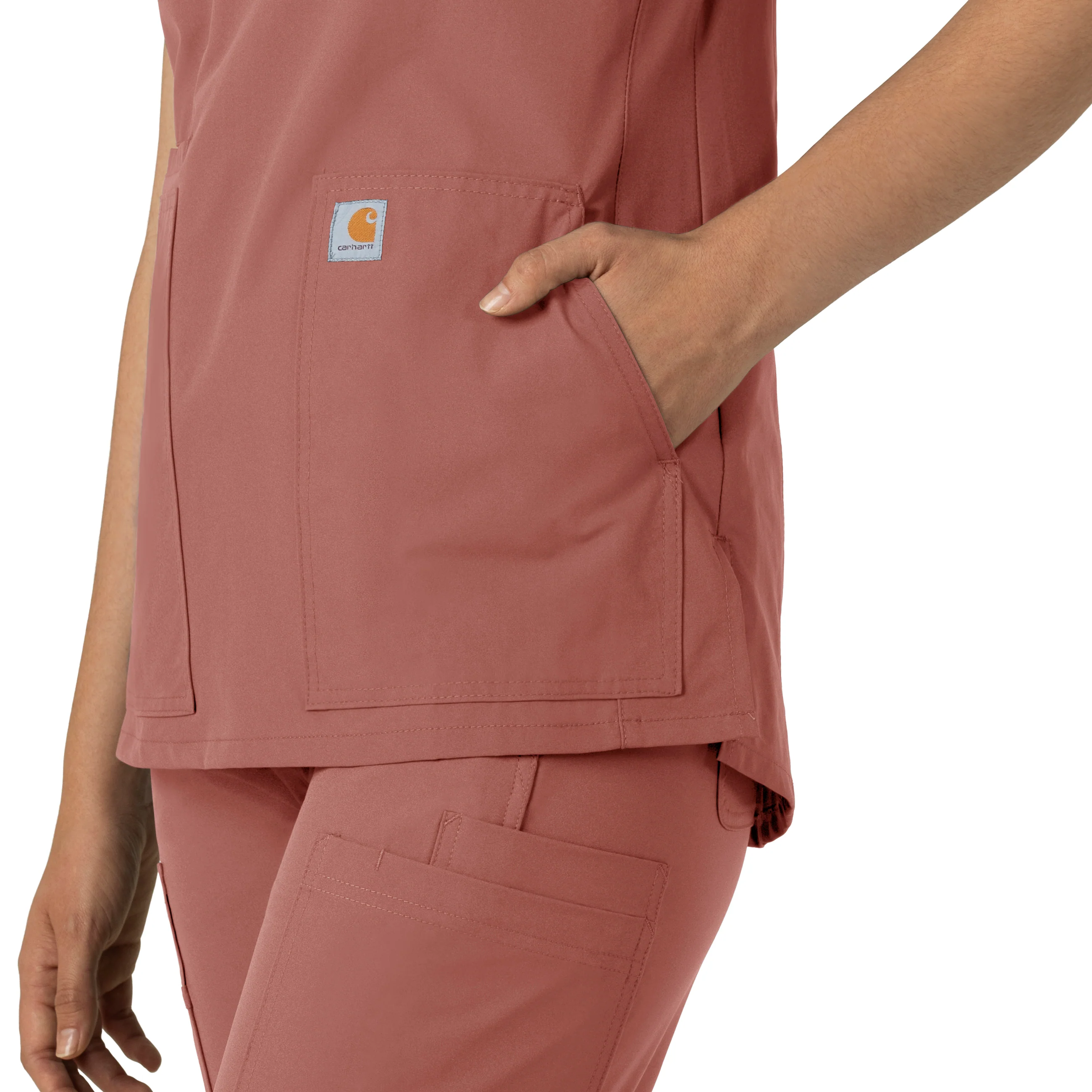 Carhartt Force Essentials Women's Notch Neck Tunic Scrub Top - Wildrose - Image 7